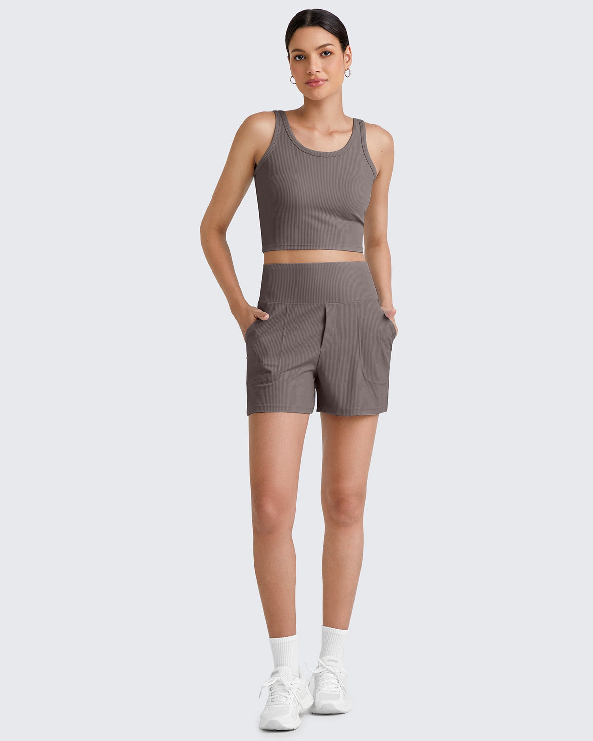 G4Free Activewear Ribbed Slim Workout Tank Crop Tops 