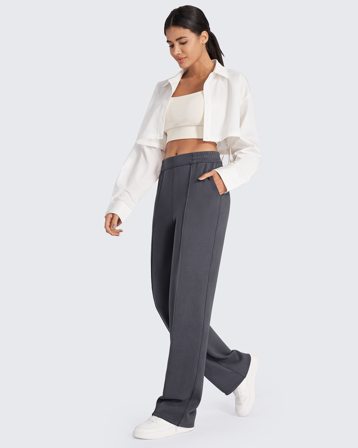G4Free Activewear Smoofit Loose High-Rise Elastic Dressy Pants 