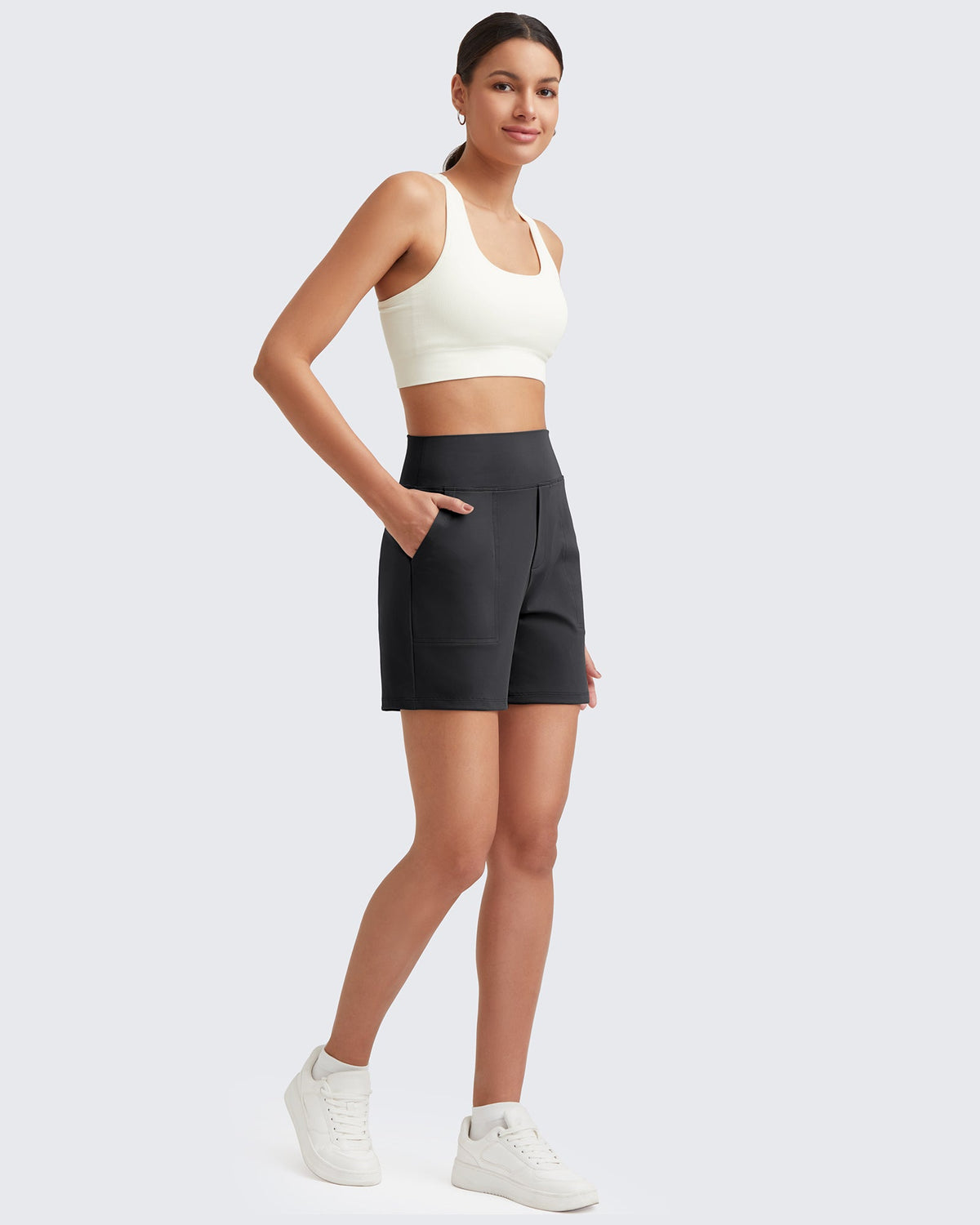 G4Free Activewear High-Waist Burmuda Athletic Shorts 5'' 