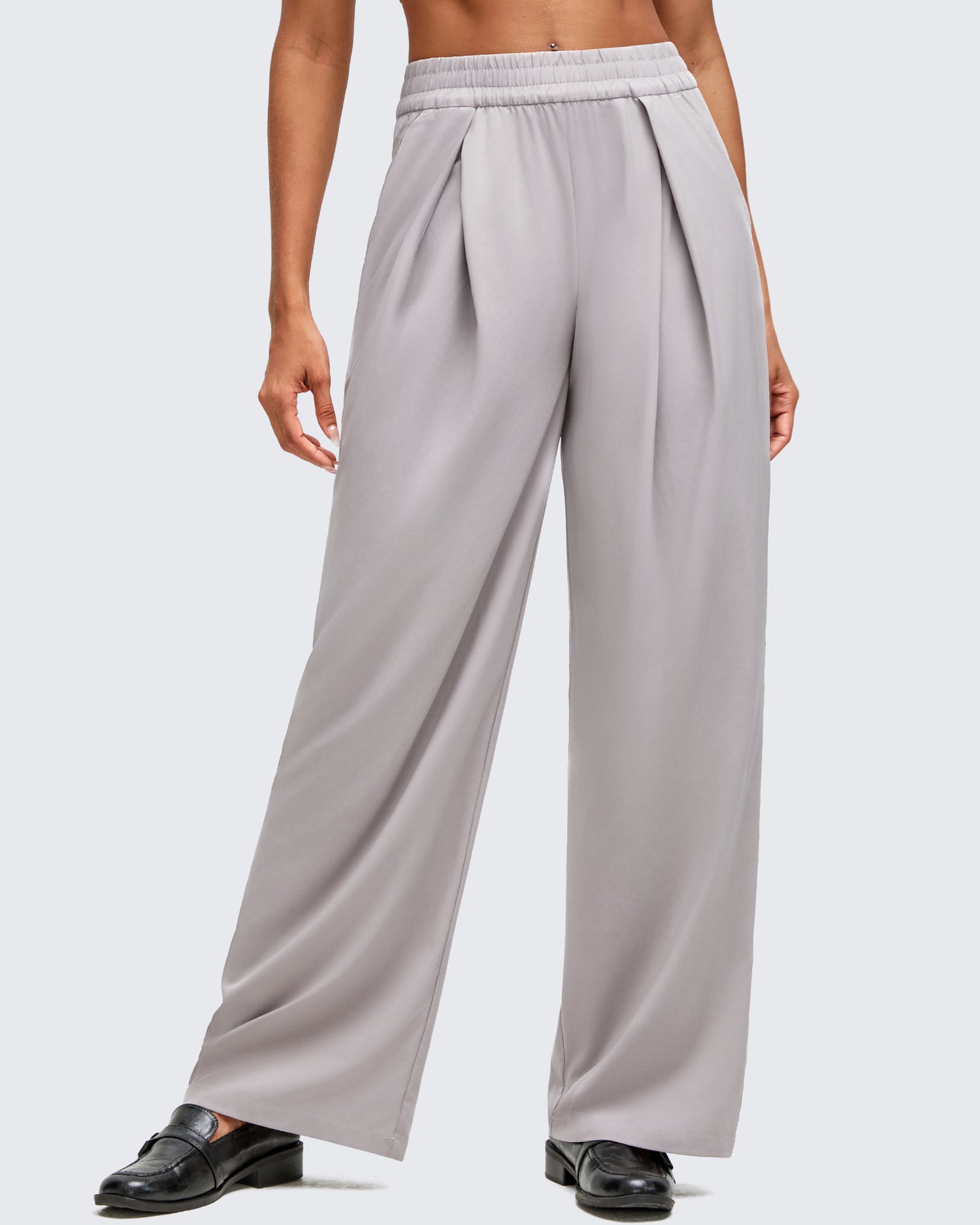 Lightweight Front Pleat Wide Leg Pants