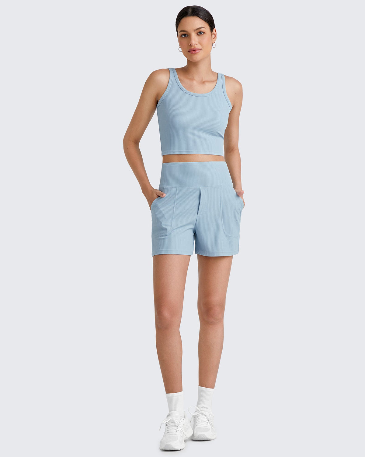 G4Free Activewear Ribbed Slim Workout Tank Crop Tops 