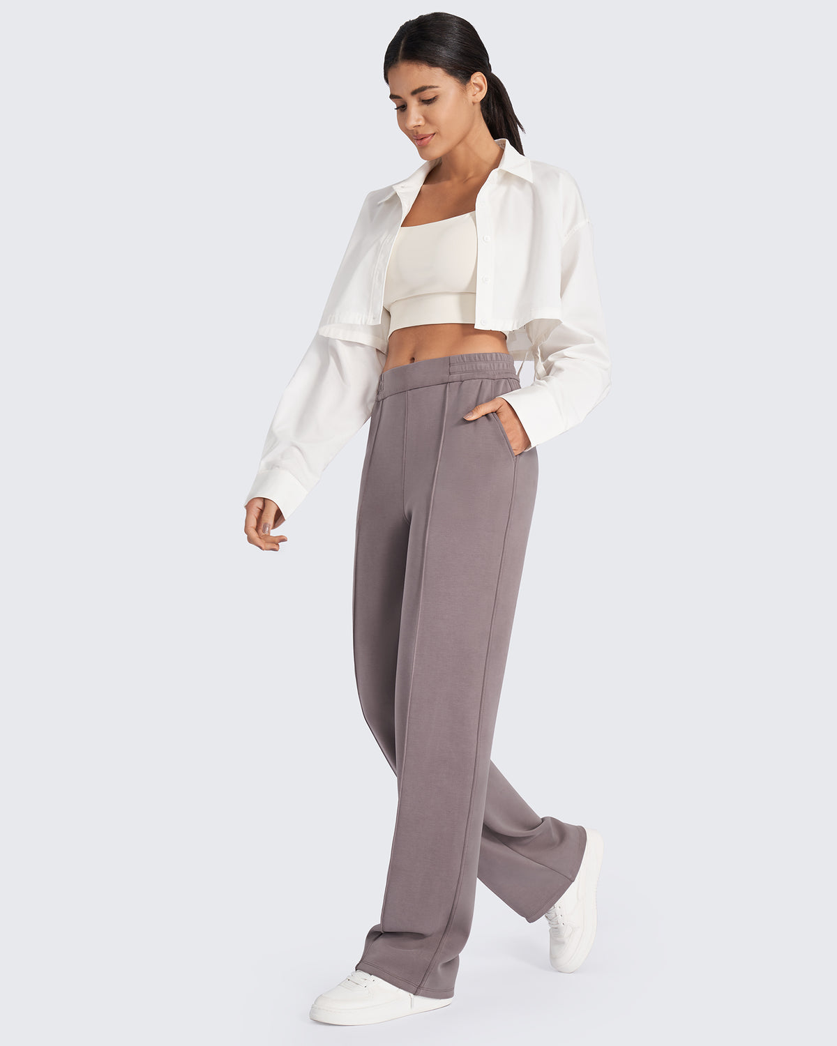 G4Free Activewear Smoofit Loose High-Rise Elastic Dressy Pants 