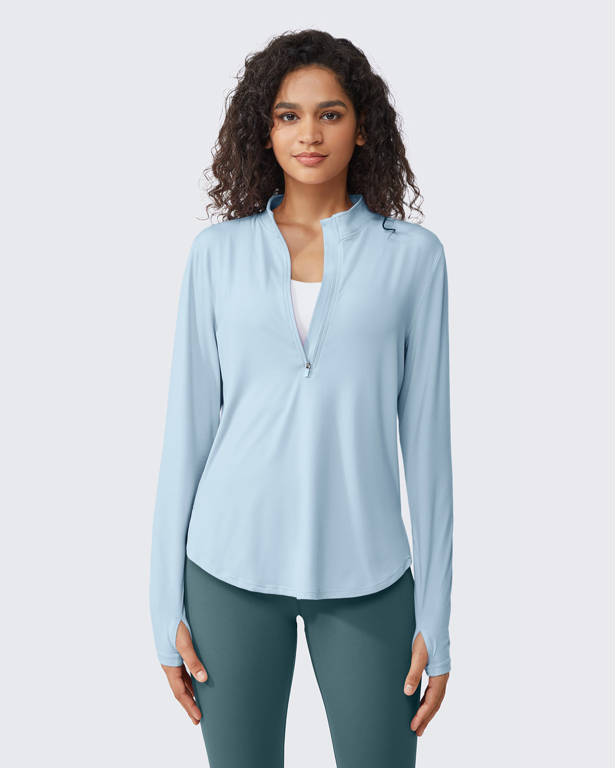 G4Free Activewear Quick Dry High Neck Sun Half Zip Workout Tops 