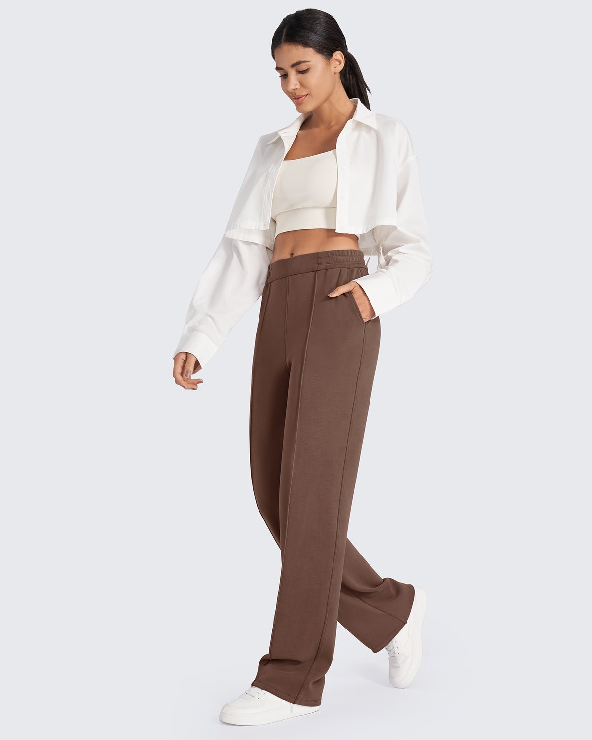 G4Free Activewear Smoofit Loose High-Rise Elastic Dressy Pants 