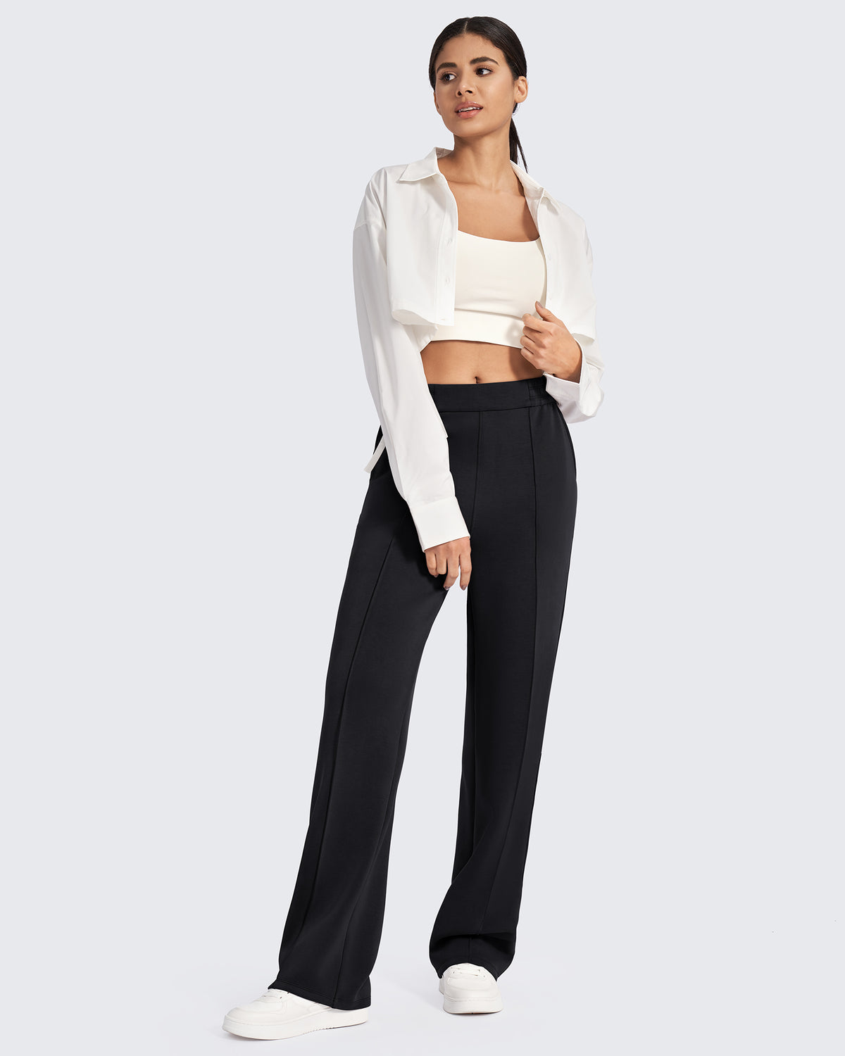 G4Free Activewear Smoofit Loose High-Rise Elastic Dressy Pants 