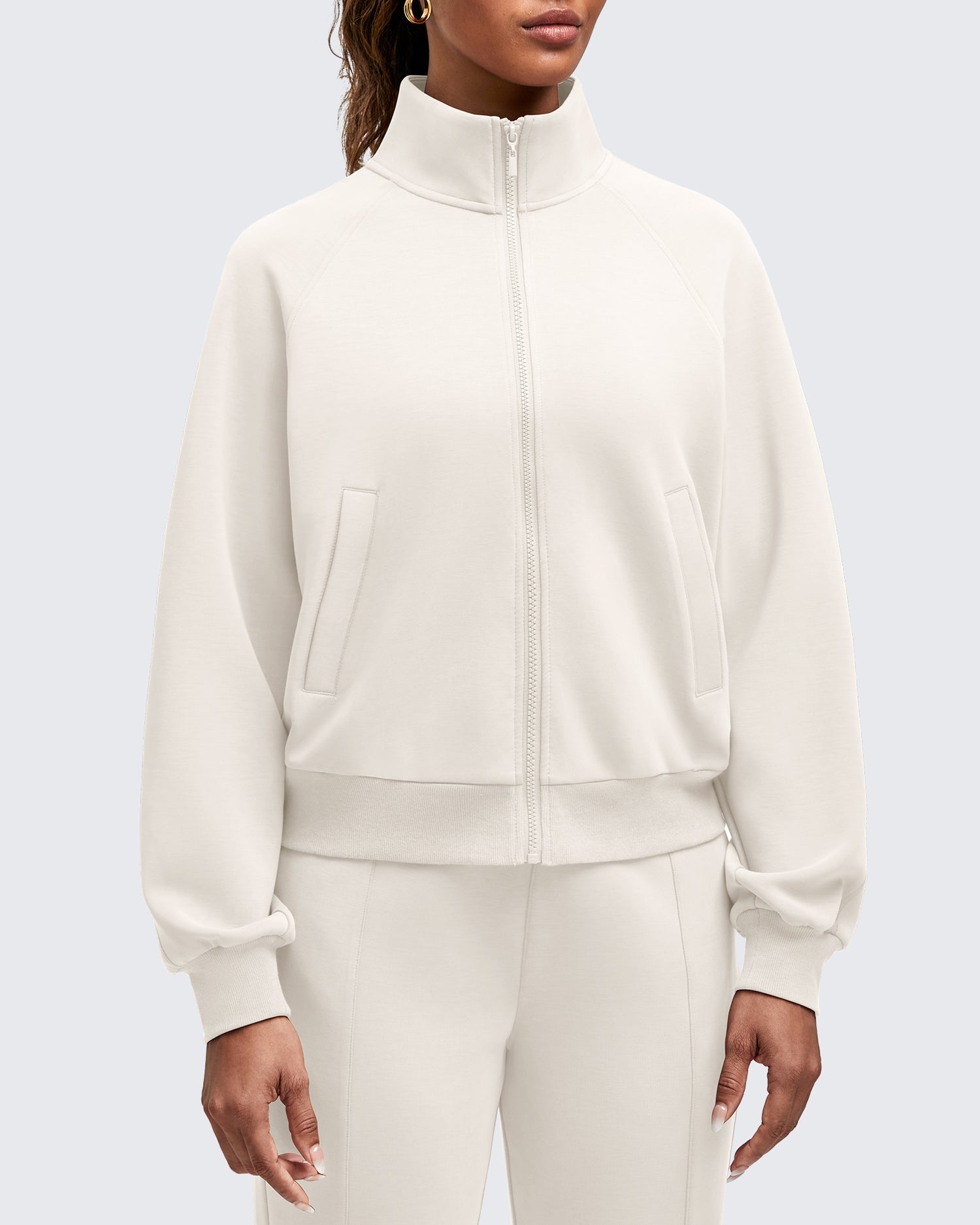 Smoofit Mock Neck Zip Up Pockets Jackets