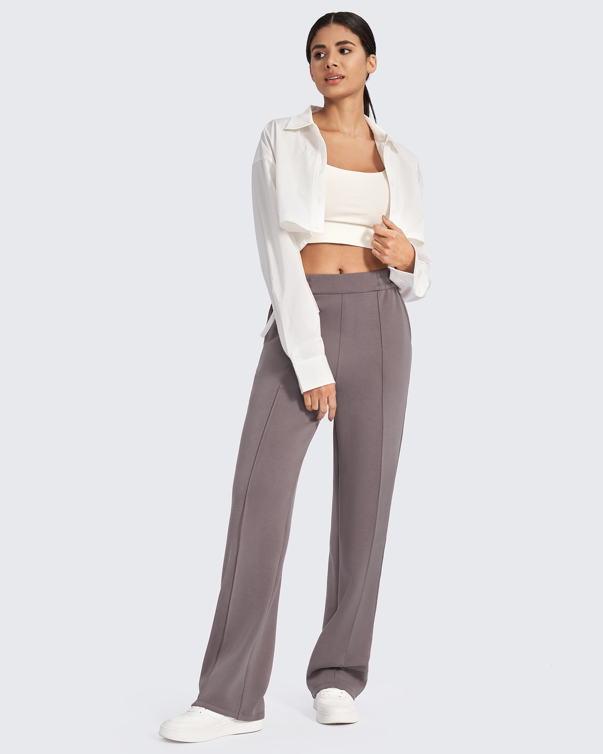 G4Free Activewear Smoofit Loose High-Rise Elastic Dressy Pants 