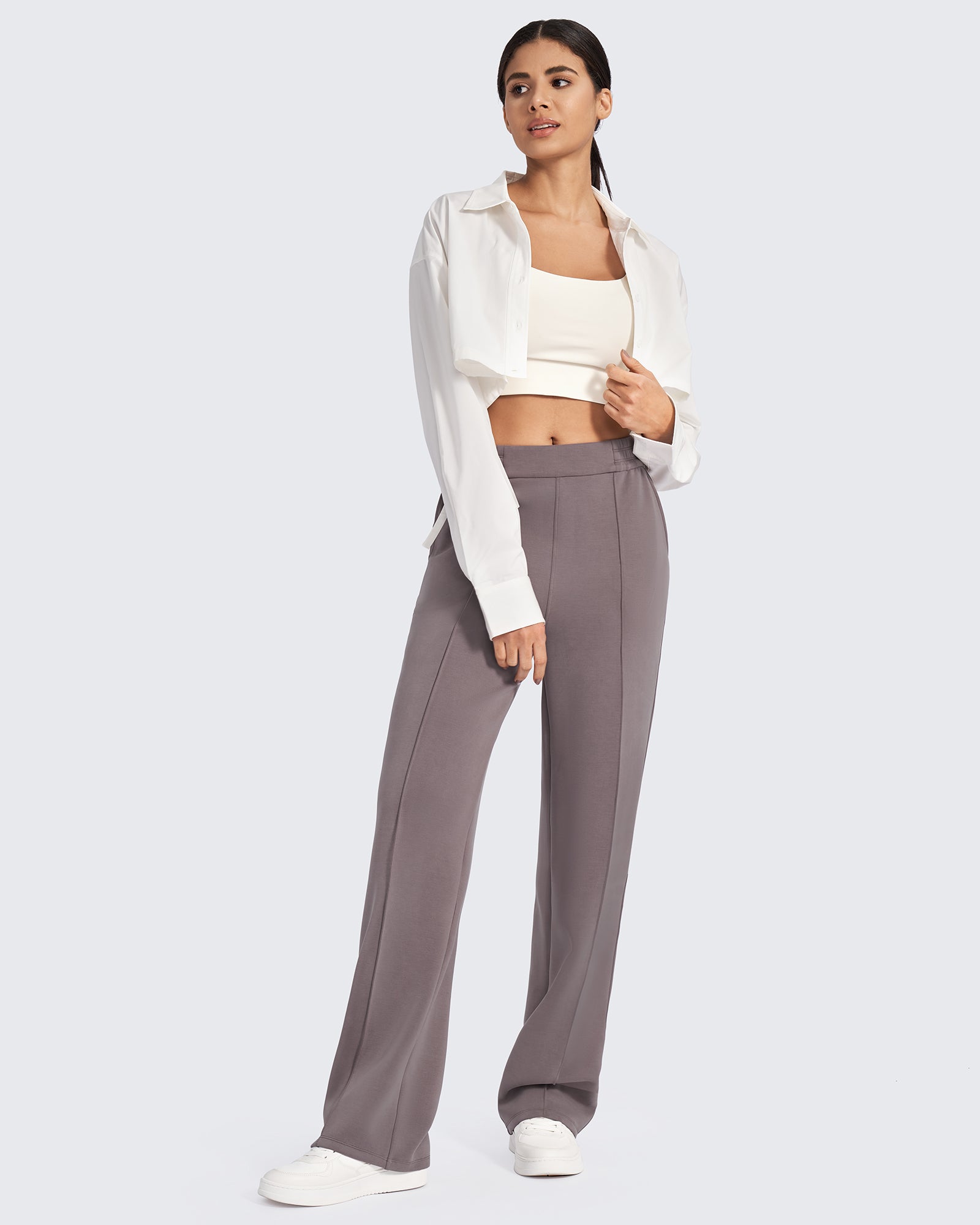 G4free Smoofit High-Waist Elastic Wide Leg Pants 