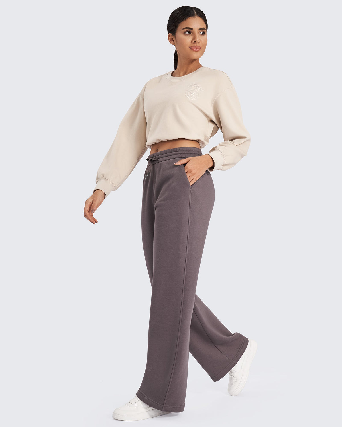 G4Free Activewear Fleece Lined Drawstring High-Waist Pants 