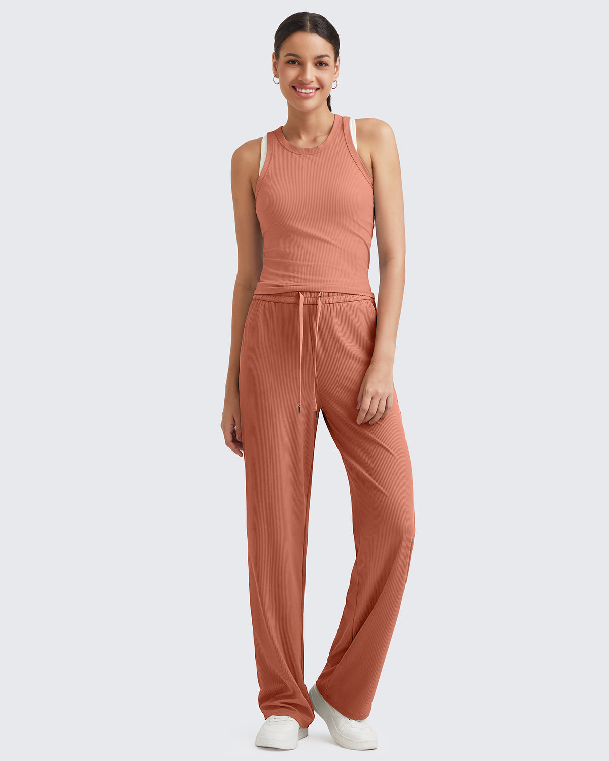 G4Free Activewear Ribbed High-Rise Seamless Work Pants 
