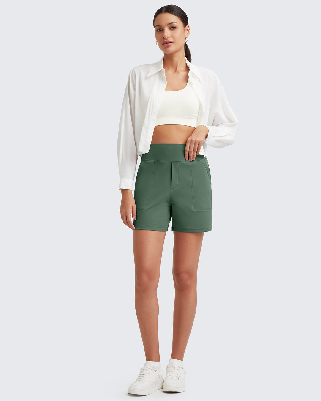 G4FREE High-Waist Burmuda Athletic Shorts 5 