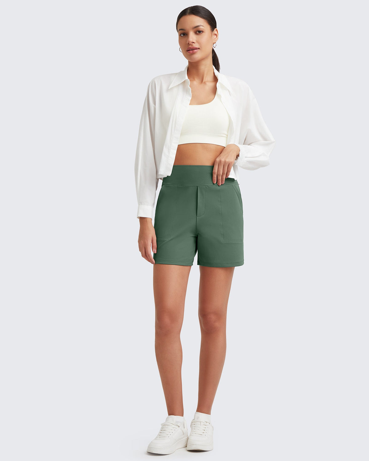 G4Free Activewear High-Waist Burmuda Athletic Shorts 5'' 