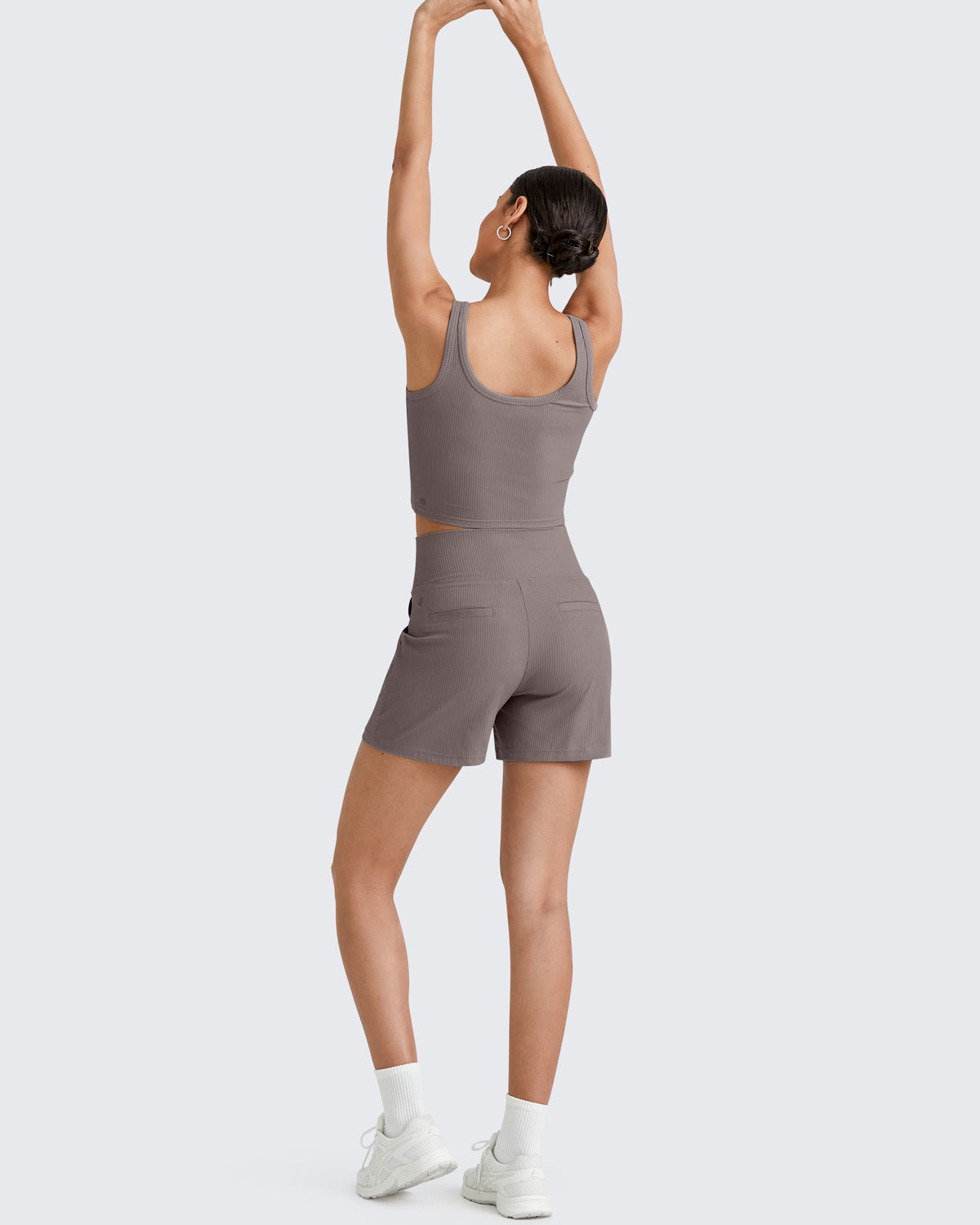 G4Free Activewear Ribbed High-Rise Dressy Casual Shorts 