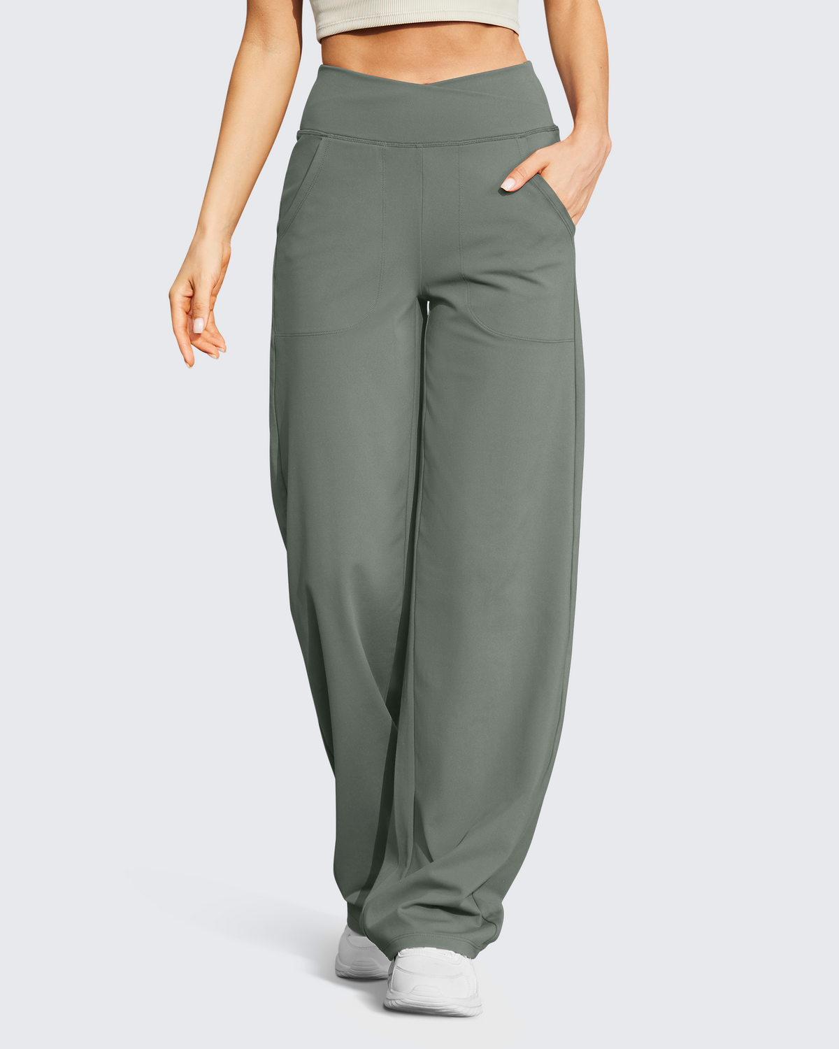 G4Free Activewear Wide Leg High-Waist Casual Pants 29 