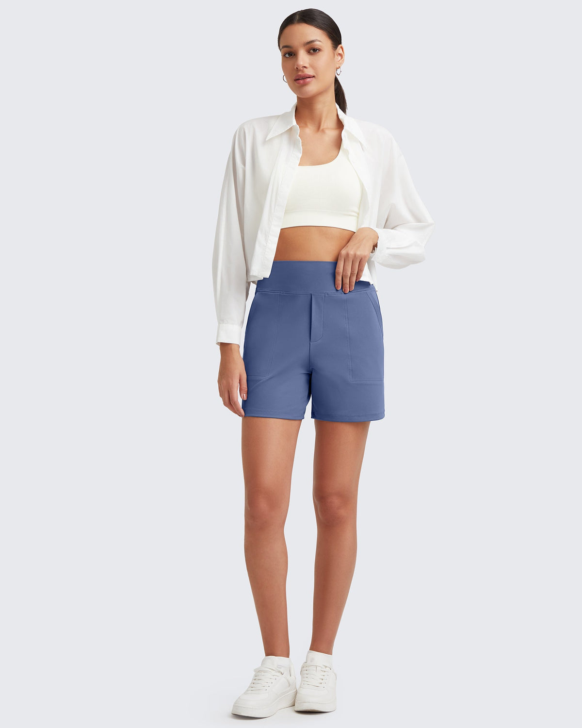 G4Free Activewear High-Waist Burmuda Athletic Shorts 5'' 