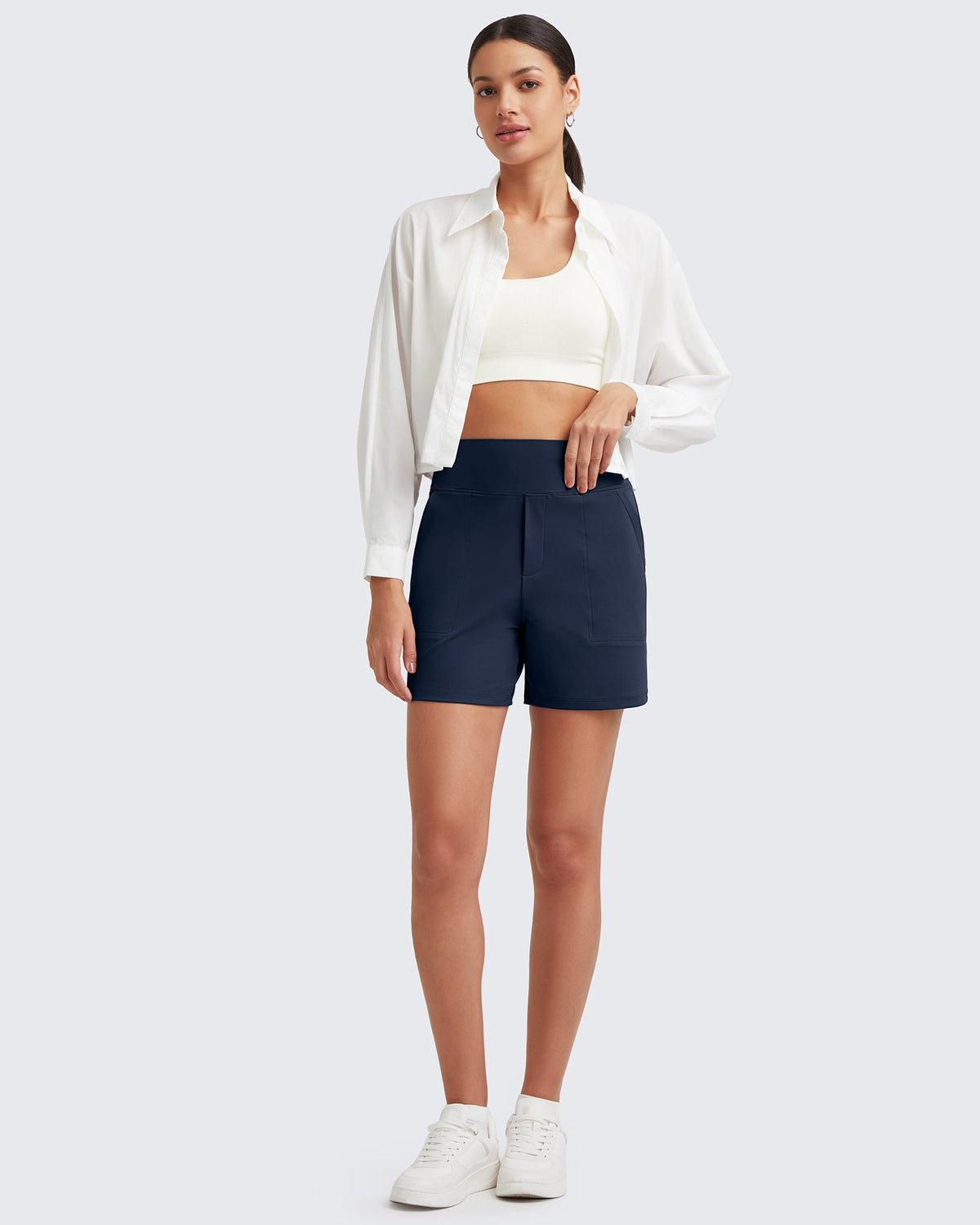 G4FREE High-Waist Burmuda Athletic Shorts 5 