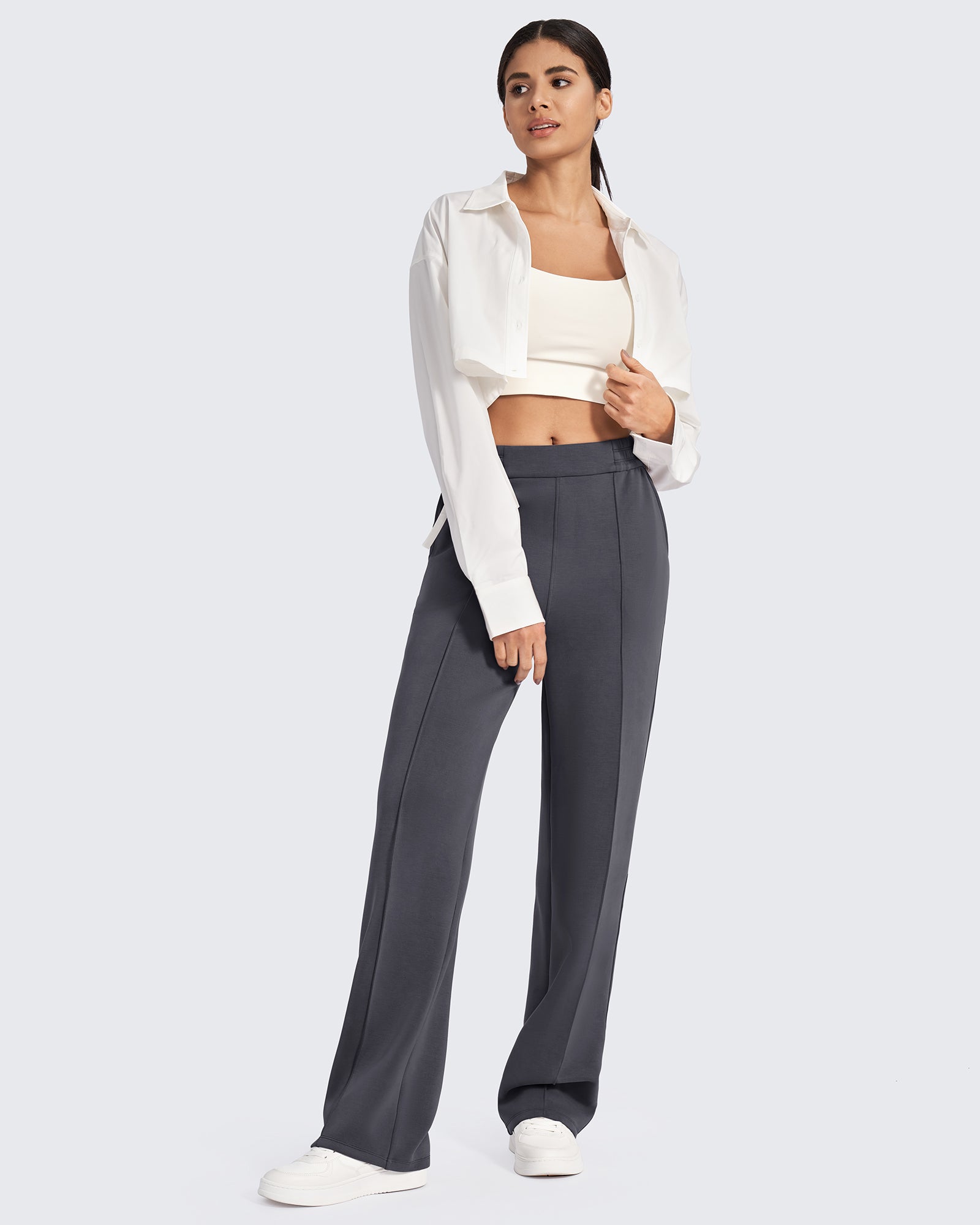 G4free Smoofit High-Waist Elastic Wide Leg Pants 