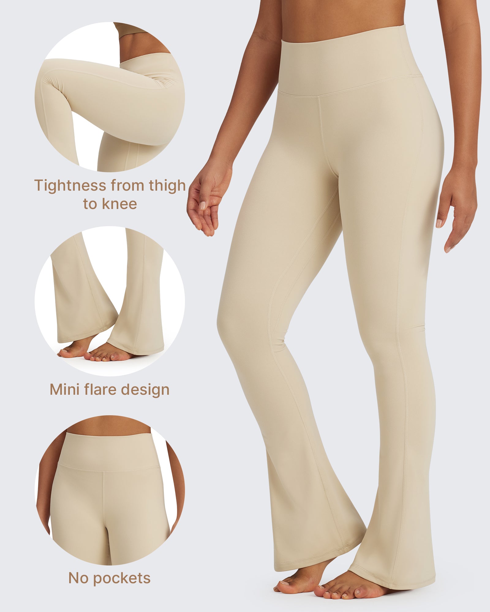 G4Free Activewear - BareFeel Casual High-Waisted Mini Flare Pants -GF24A244AA-S-GF24A245AA-S-GF24A246AA-S-GF24A244AB-M-GF24A245AB-M