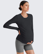 G4Free Activewear - BareFeel Crew Neck Ruches Maternity Long Sleeve -GF25BY380CA-S-GF25BY380CB-M-GF25BY380CC-L-GF25BY380CD-XL-GF25BY380CE-XXL