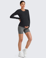 G4Free Activewear - BareFeel Crew Neck Ruches Maternity Long Sleeve -GF25BY380CA-S-GF25BY380CB-M-GF25BY380CC-L-GF25BY380CD-XL-GF25BY380CE-XXL