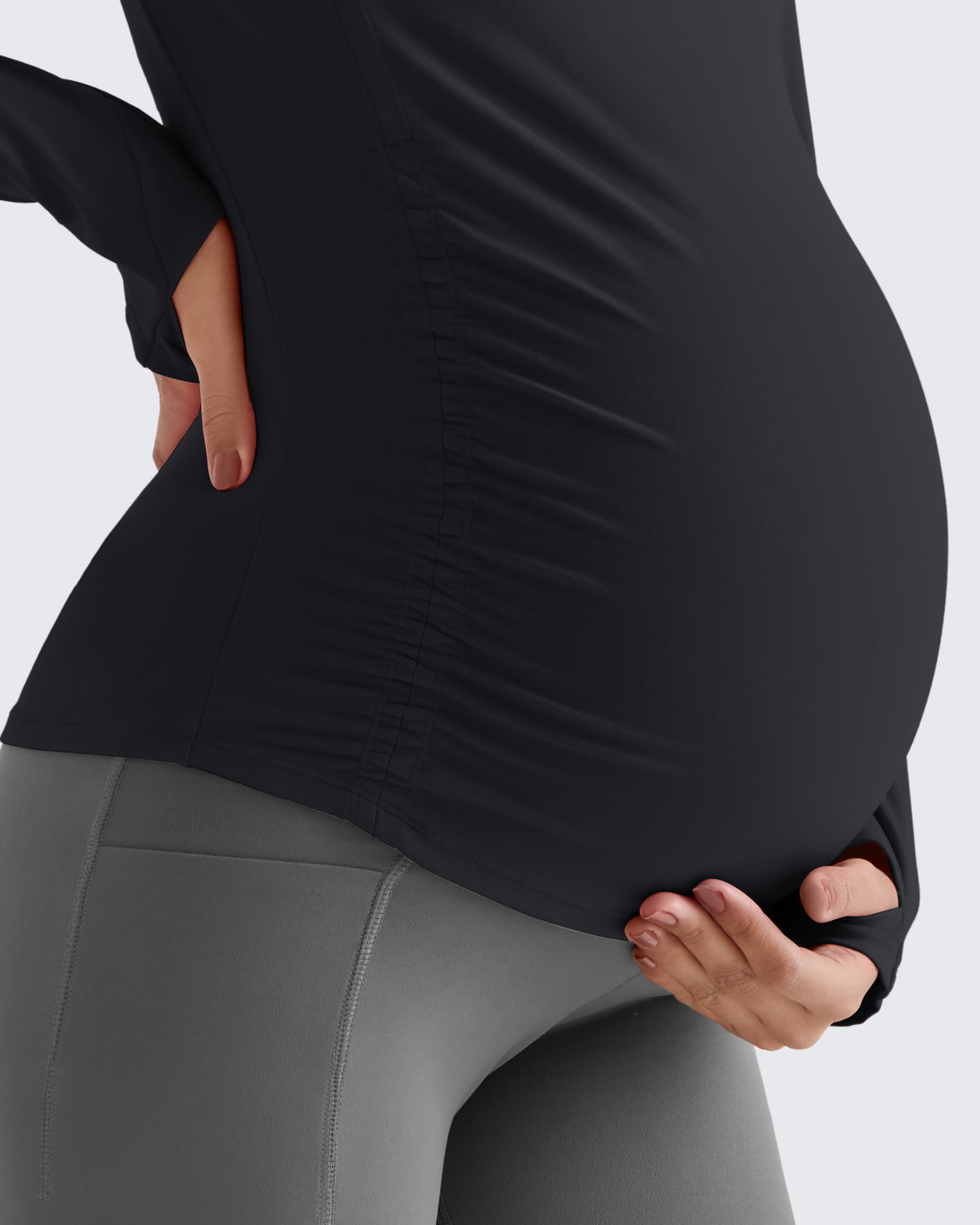 G4Free Activewear - BareFeel Crew Neck Ruches Maternity Long Sleeve -GF25BY380CA-S-GF25BY380CB-M-GF25BY380CC-L-GF25BY380CD-XL-GF25BY380CE-XXL