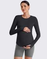 G4Free Activewear - BareFeel Crew Neck Ruches Maternity Long Sleeve -GF25BY380CA-S-GF25BY380CB-M-GF25BY380CC-L-GF25BY380CD-XL-GF25BY380CE-XXL