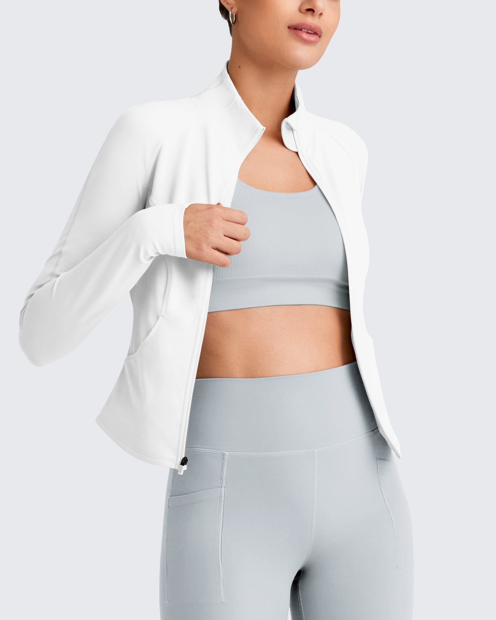 G4Free Activewear - BareFeel Cropped Slim Fit Full Zip Workout Jackets -GF25M411AA-S-GF25M411AB-M-GF25M411AC-L-GF25M411AD-XL-GF25M411AE-XXL