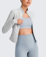 G4Free Activewear - BareFeel Cropped Slim Fit Full Zip Workout Jackets -GF25M411AA-S-GF25M411AB-M-GF25M411AC-L-GF25M411AD-XL-GF25M411AE-XXL