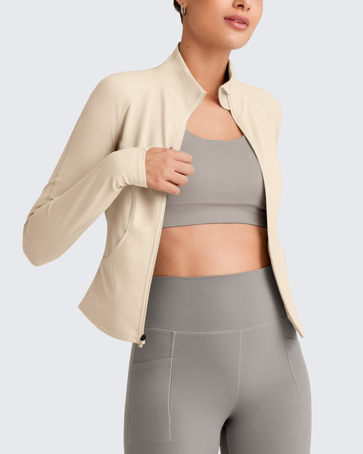 G4Free Activewear - BareFeel Cropped Slim Fit Full Zip Workout Jackets -GF25M411AA-S-GF25M411AB-M-GF25M411AC-L-GF25M411AD-XL-GF25M411AE-XXL