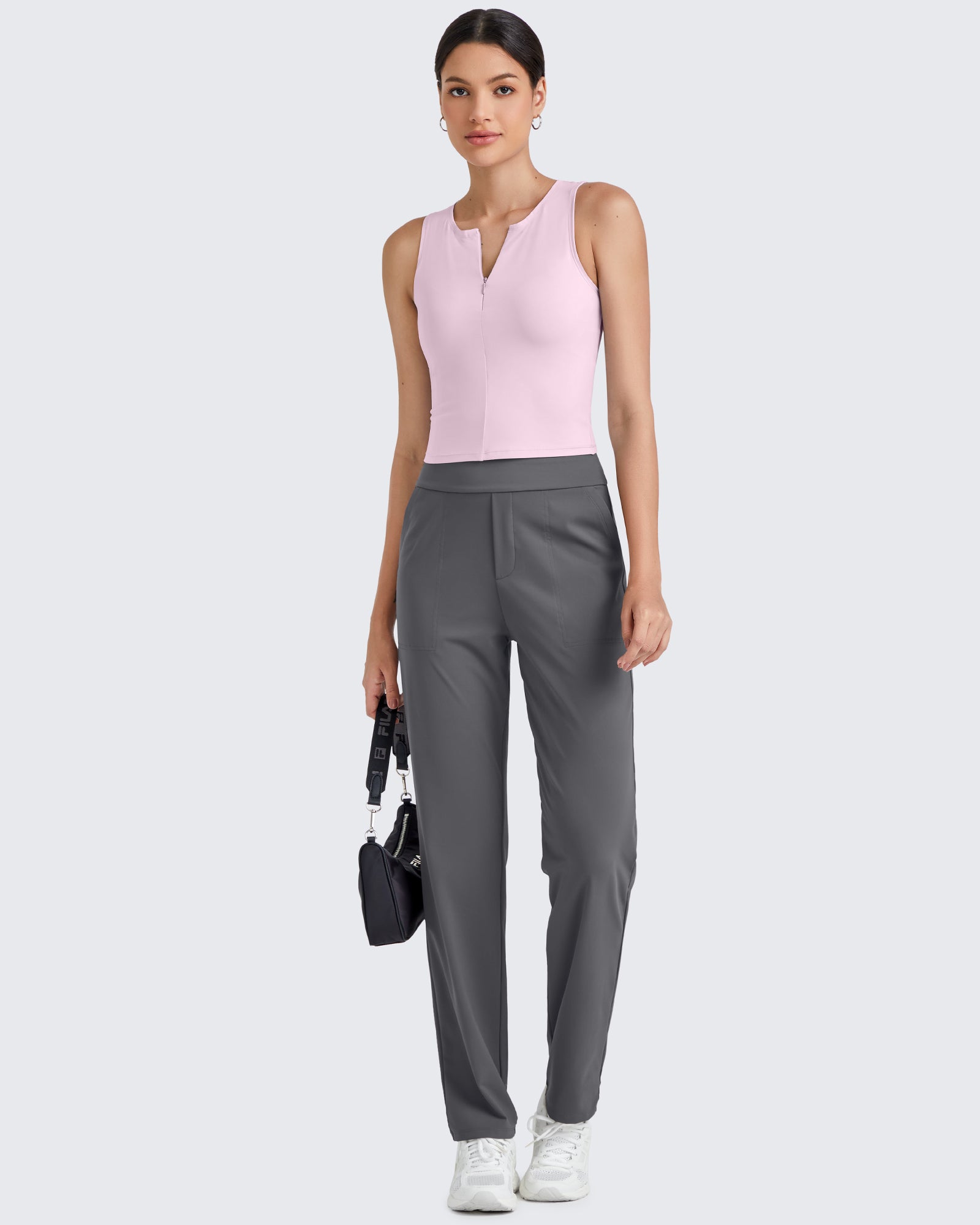 G4Free Activewear - BareFeel Half Zip Cropped Workout Tank Tops -GF25L394CA-S-GF25L394CB-M-GF25L394CC-L-GF25L394CD-XL-GF25L394CF-XS