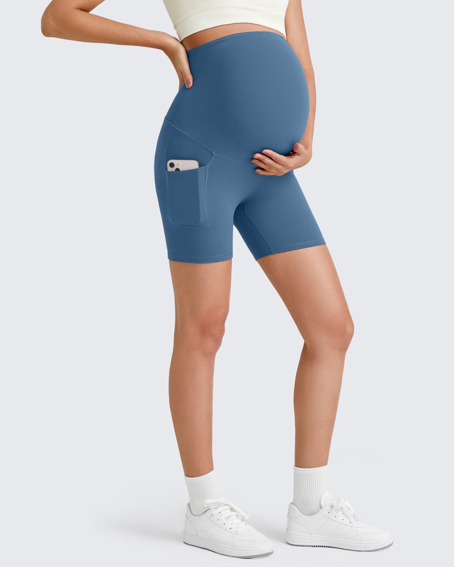 G4Free Activewear - BareFeel Maternity Athletic Legging Shorts 5'' -GF25AY336AA-S-GF25AY336AB-M-GF25AY336AC-L-GF25AY336AD-XL-GF25AY336AE-XXL