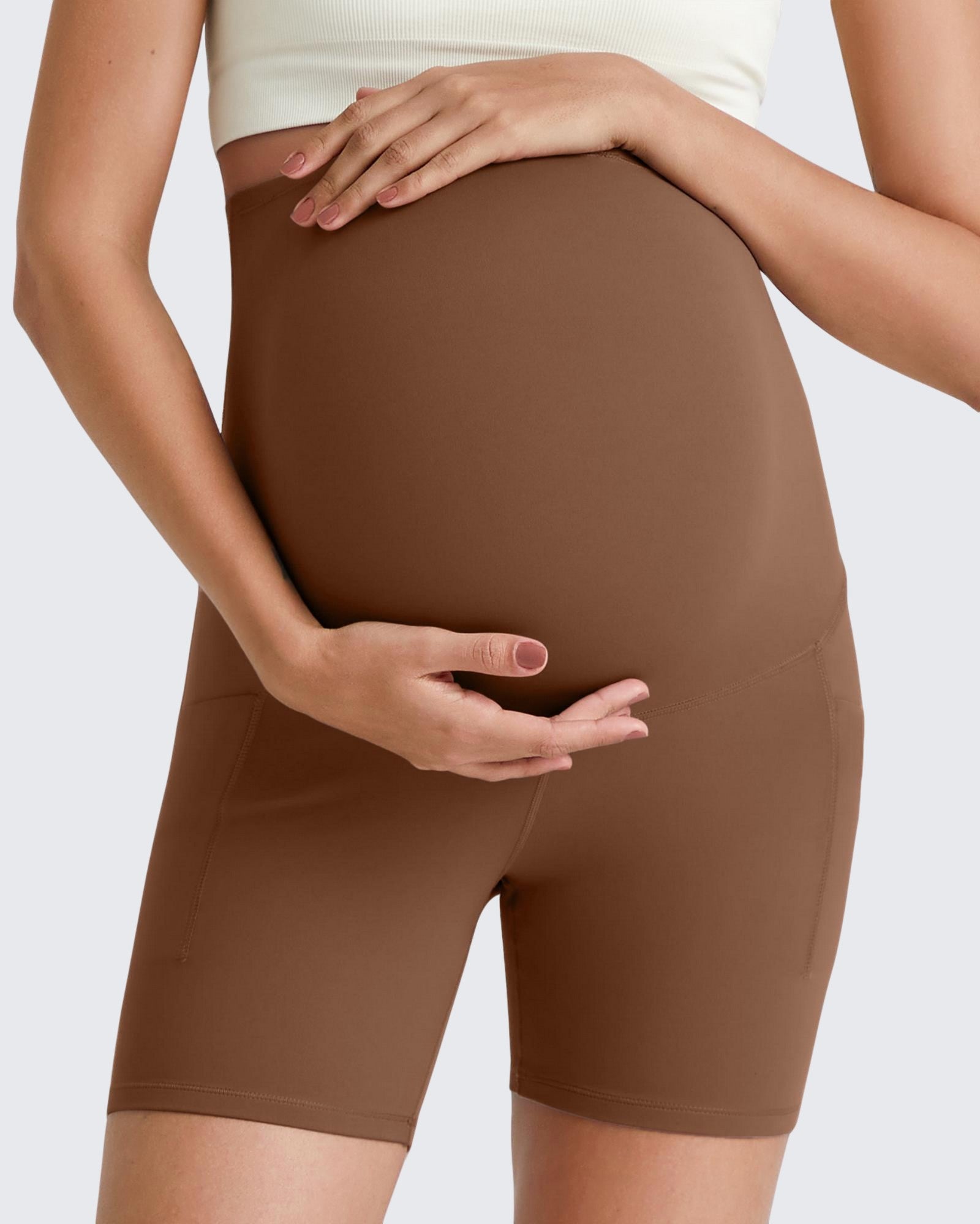 G4Free Activewear - BareFeel Maternity Athletic Legging Shorts 5'' -GF25AY336AA-S-GF25AY336AB-M-GF25AY336AC-L-GF25AY336AD-XL-GF25AY336AE-XXL