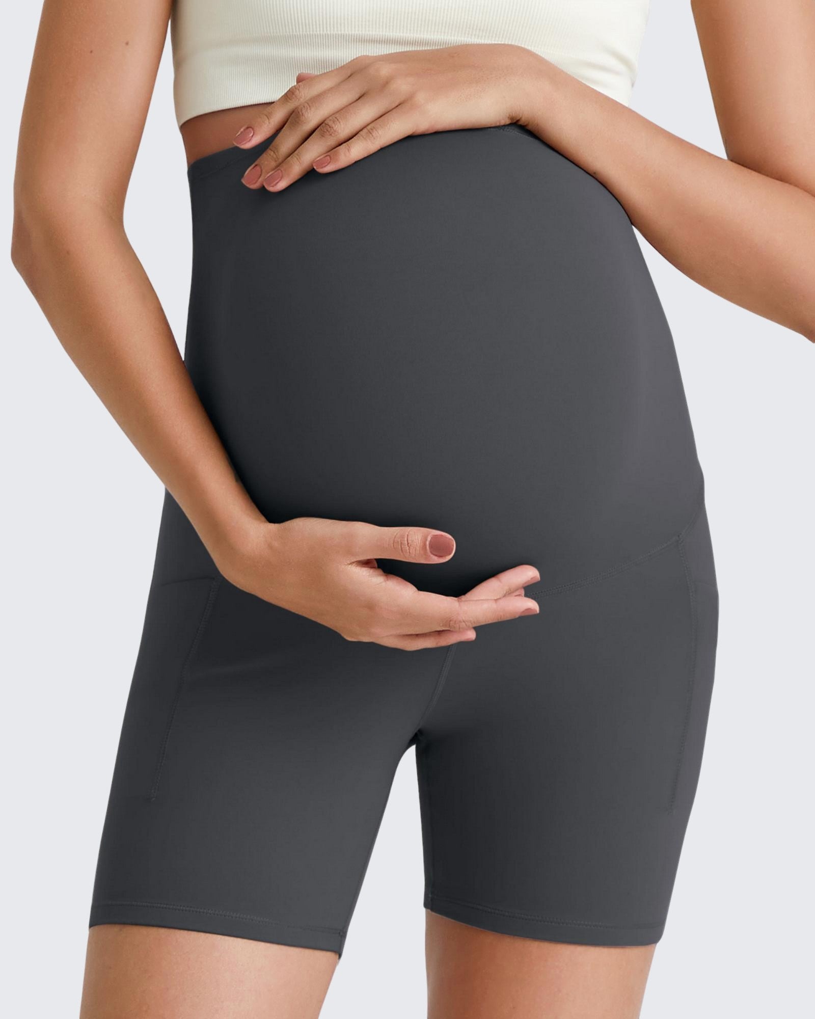 G4Free Activewear - BareFeel Maternity Athletic Legging Shorts 5'' -GF25AY336AA-S-GF25AY336AB-M-GF25AY336AC-L-GF25AY336AD-XL-GF25AY336AE-XXL
