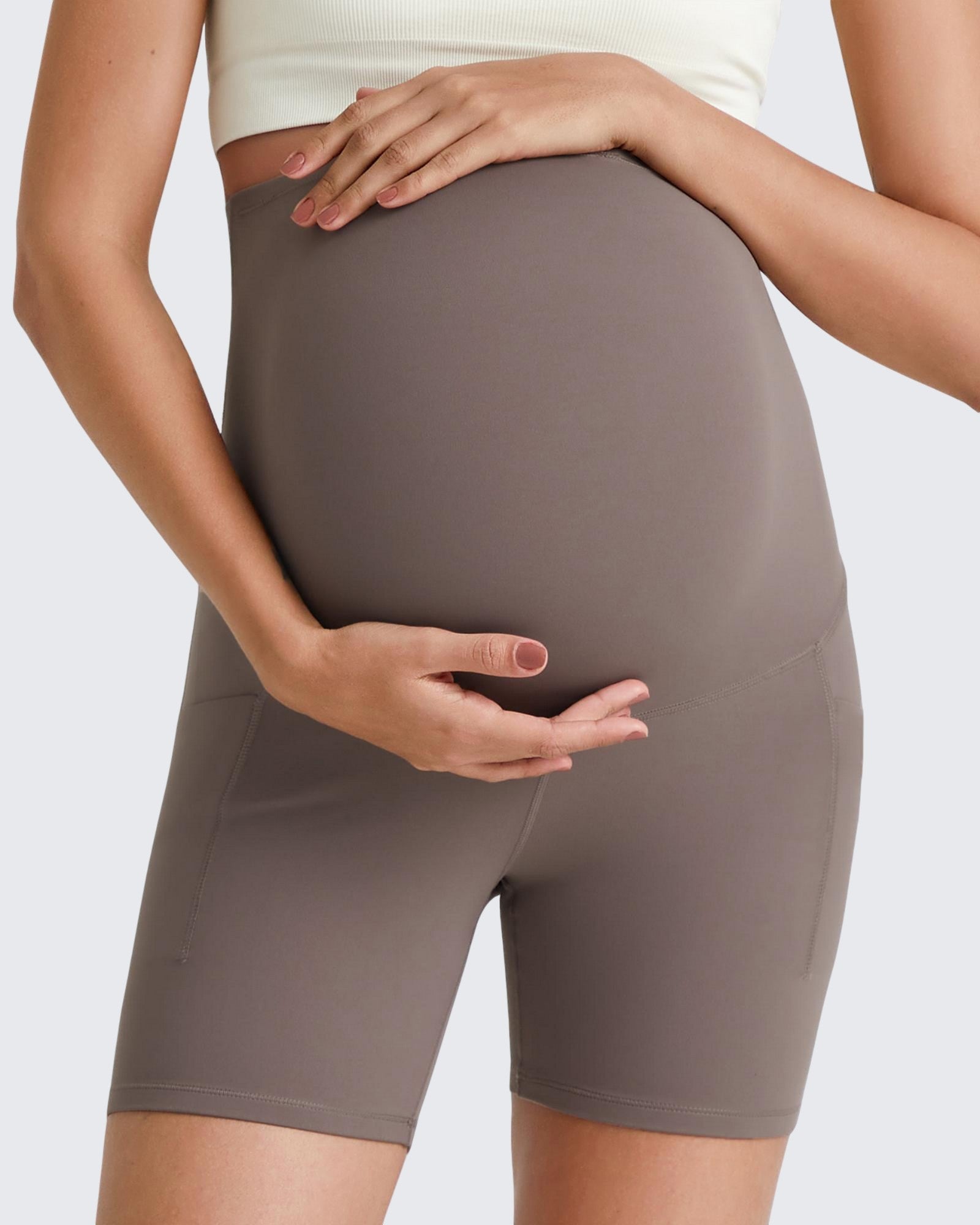G4Free Activewear - BareFeel Maternity Athletic Legging Shorts 5'' -GF25AY336AA-S-GF25AY336AB-M-GF25AY336AC-L-GF25AY336AD-XL-GF25AY336AE-XXL