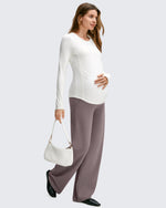 G4Free Activewear - BareFeel Maternity Casual Pockets Wide-Leg Pants -GF25JY593AF-XS-GF25JY594AF-XS-GF25JY595AF-XS-GF25JY593AA-S-GF25JY594AA-S