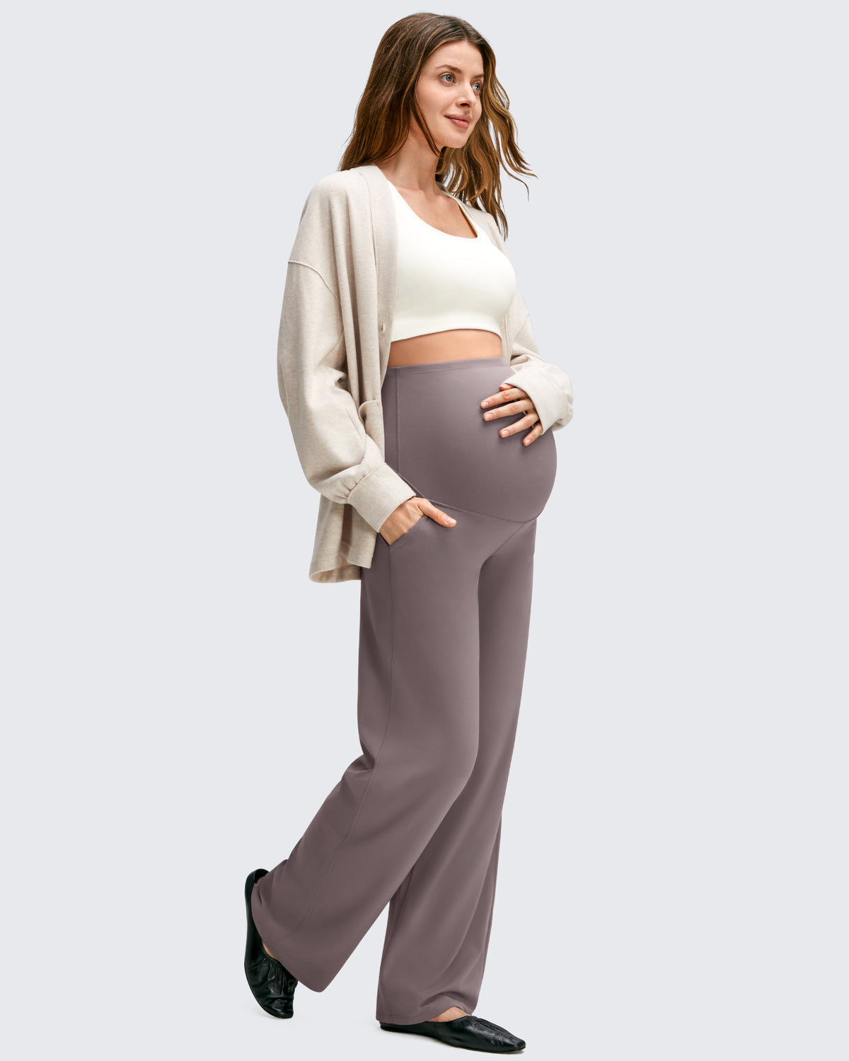 G4Free Activewear - BareFeel Maternity Casual Pockets Wide-Leg Pants -GF25JY593AF-XS-GF25JY594AF-XS-GF25JY595AF-XS-GF25JY593AA-S-GF25JY594AA-S