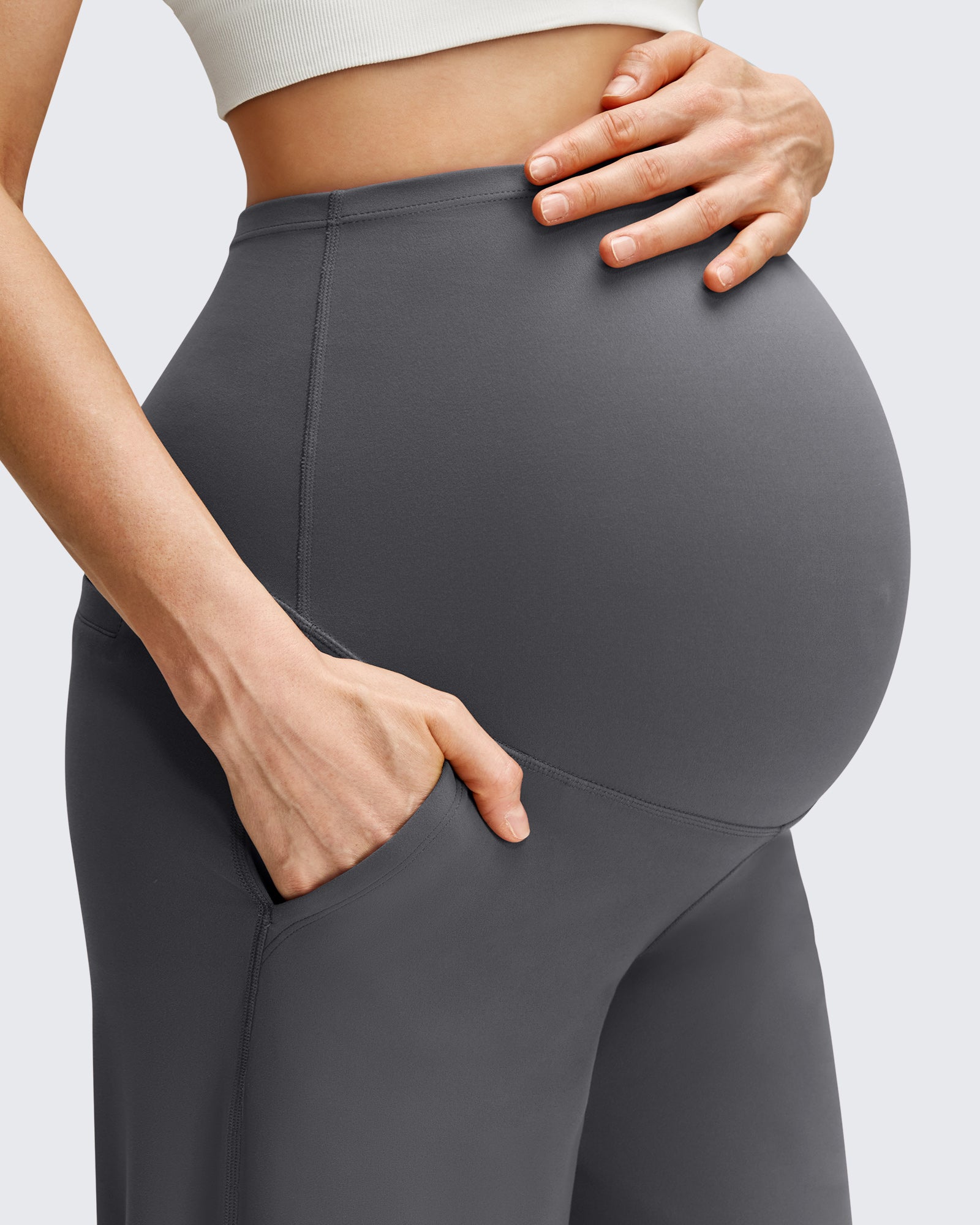 G4Free Activewear - BareFeel Maternity Casual Pockets Wide-Leg Pants -GF25JY593AF-XS-GF25JY594AF-XS-GF25JY595AF-XS-GF25JY593AA-S-GF25JY594AA-S
