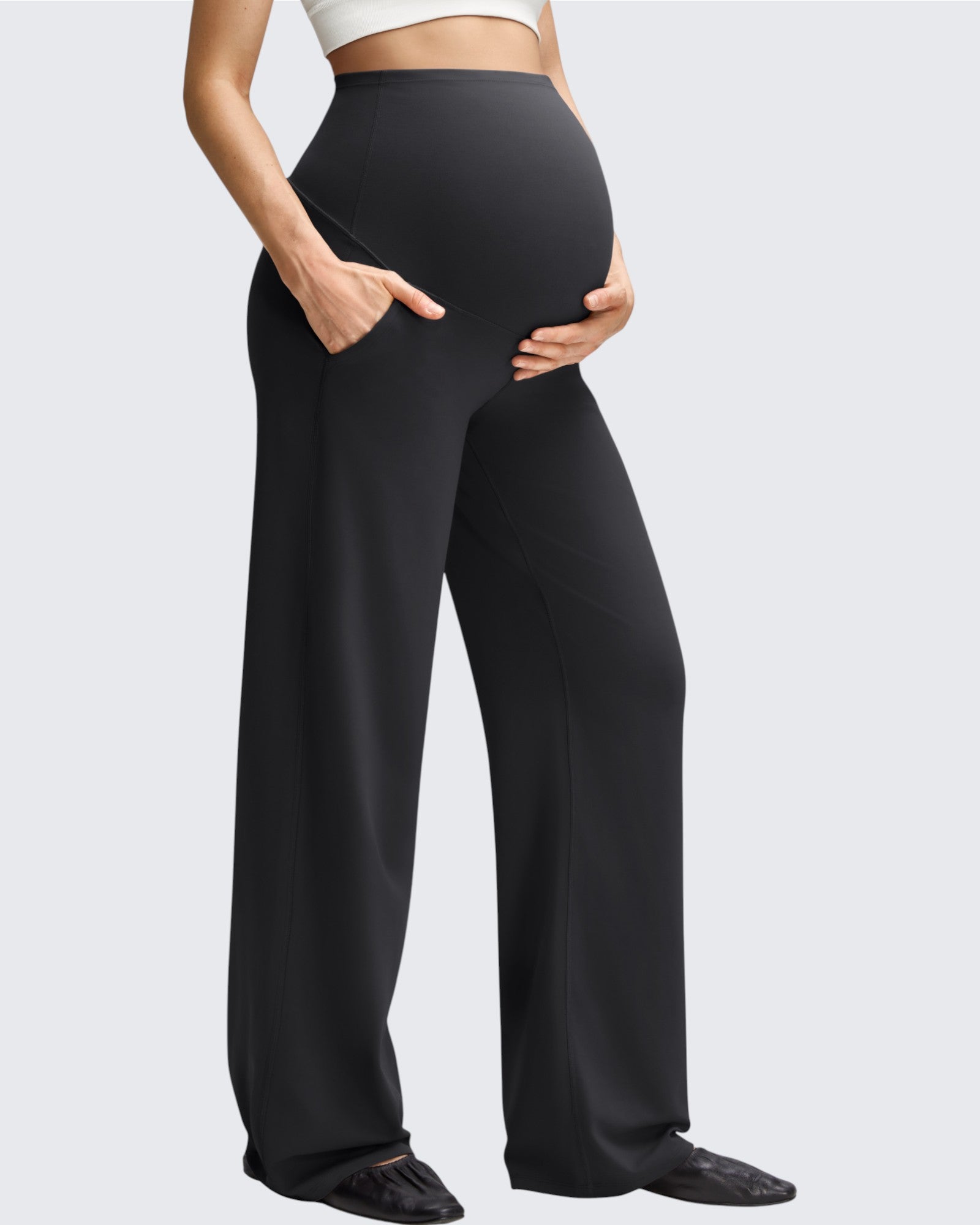 G4Free Activewear - BareFeel Maternity Casual Pockets Wide-Leg Pants -GF25JY593AF-XS-GF25JY594AF-XS-GF25JY595AF-XS-GF25JY593AA-S-GF25JY594AA-S