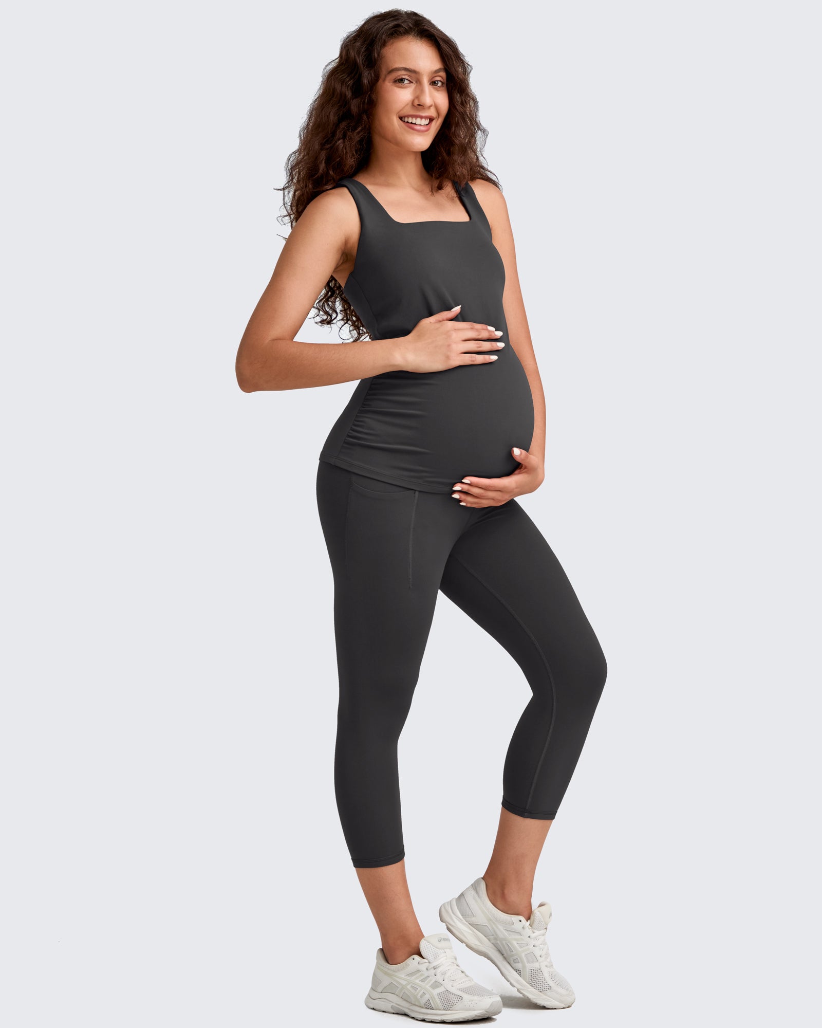 G4Free Activewear - BareFeel Pregnancy Capri Leggings 21'' -GF25AY500AA-S-GF25AY500AB-M-GF25AY500AC-L-GF25AY500AD-XL-GF25AY500AE-XXL
