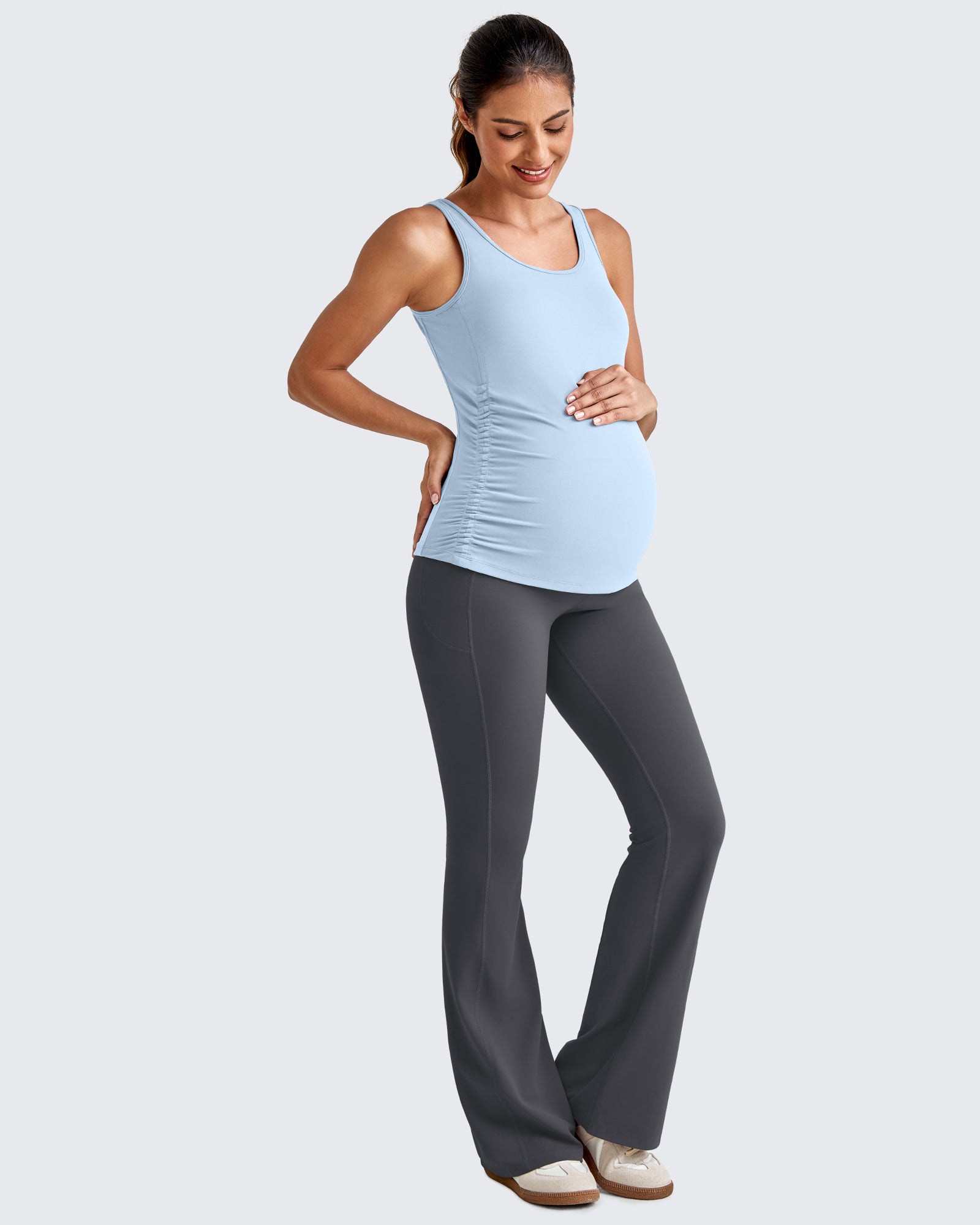 G4Free Activewear - BareFeel Ruched Workout Pregnancy Tank -GF25LY405FA-S-GF25LY405FB-M-GF25LY405FC-L-GF25LY405FD-XL-GF25LY405FF-XS