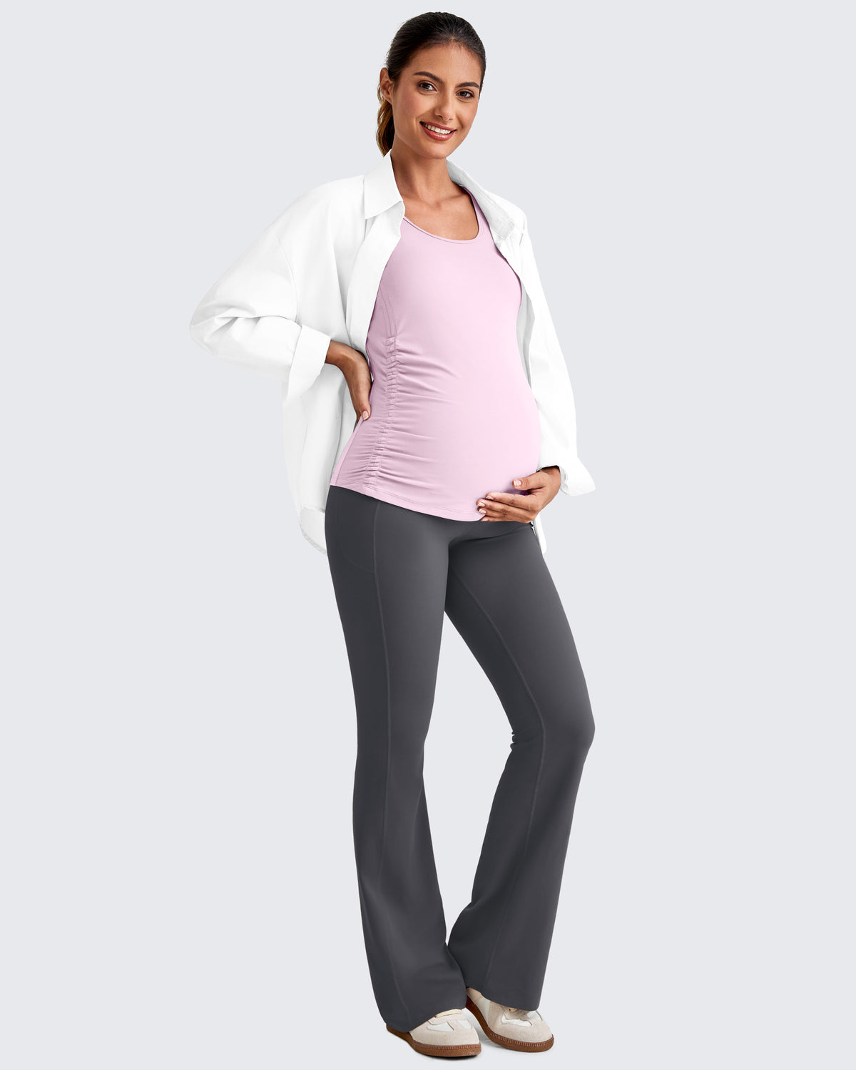 G4Free Activewear - BareFeel Ruched Workout Pregnancy Tank -GF25LY405FA-S-GF25LY405FB-M-GF25LY405FC-L-GF25LY405FD-XL-GF25LY405FF-XS