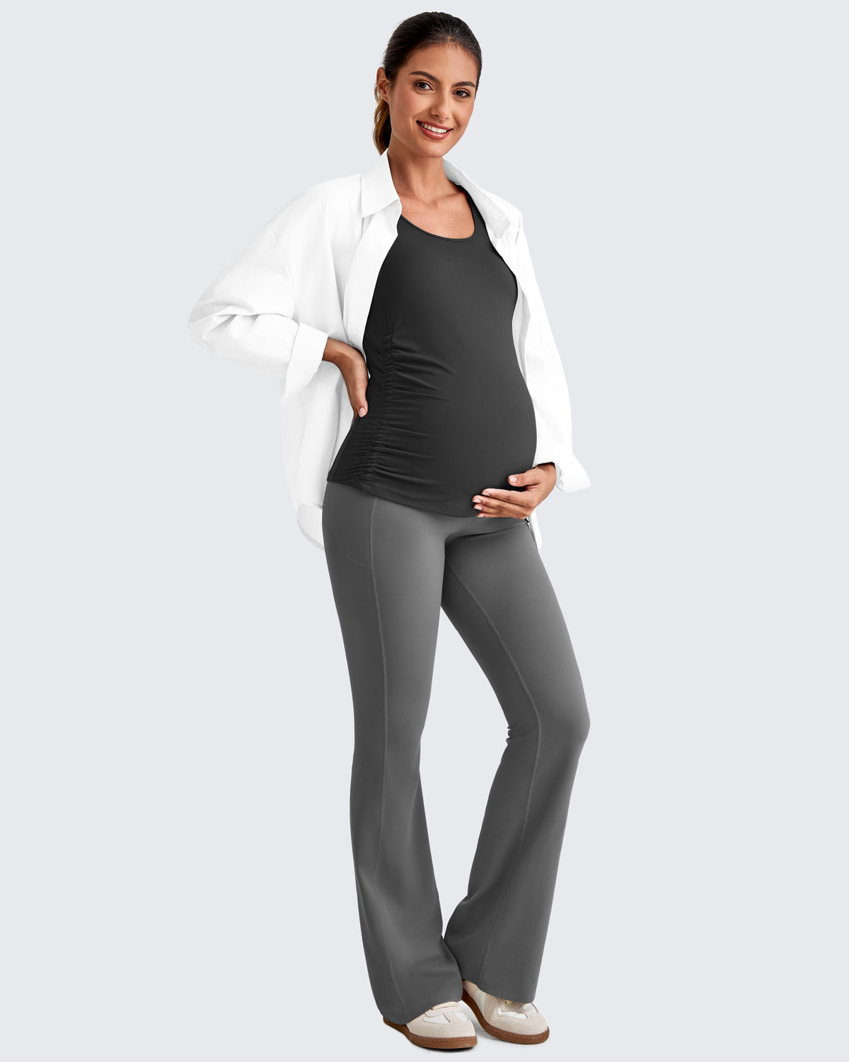 G4Free Activewear - BareFeel Ruched Workout Pregnancy Tank -GF25LY405FA-S-GF25LY405FB-M-GF25LY405FC-L-GF25LY405FD-XL-GF25LY405FF-XS