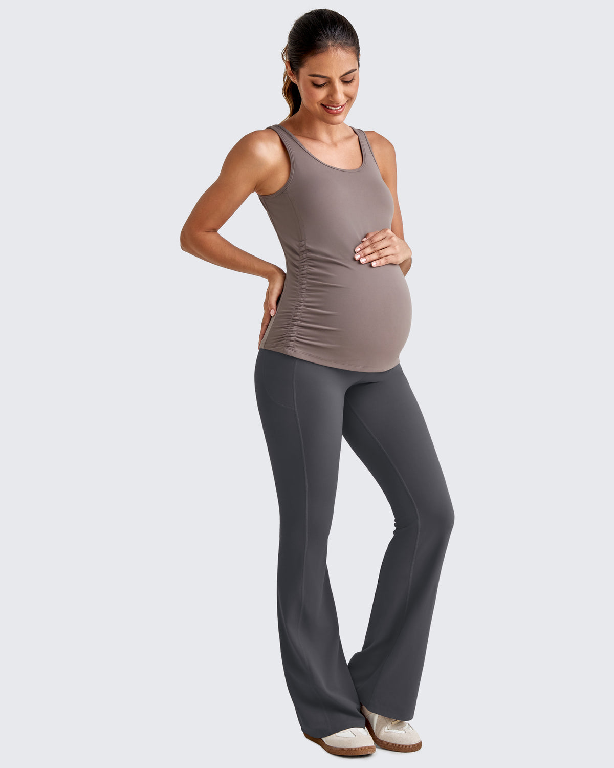 G4Free Activewear - BareFeel Ruched Workout Pregnancy Tank -GF25LY405FA-S-GF25LY405FB-M-GF25LY405FC-L-GF25LY405FD-XL-GF25LY405FF-XS
