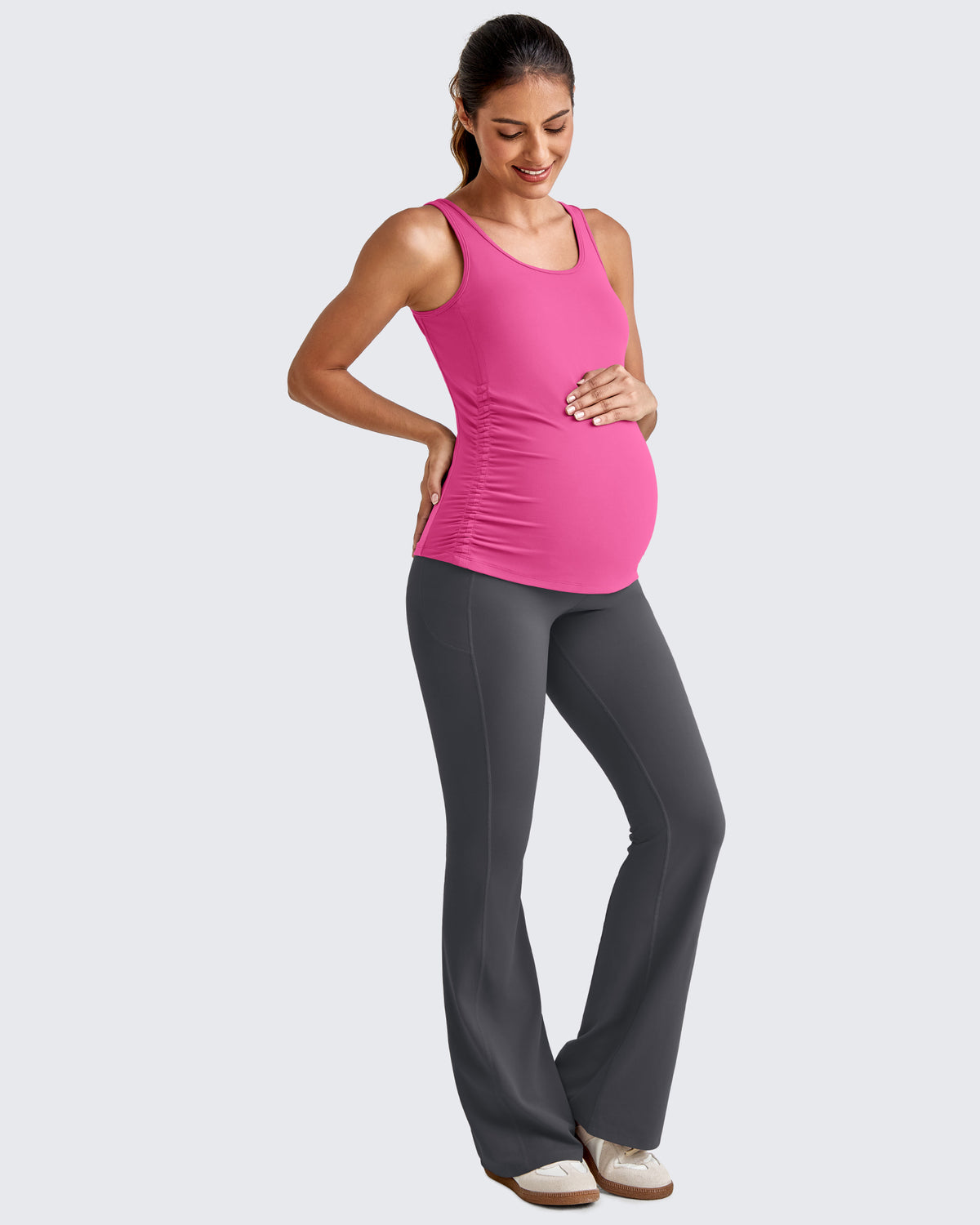 G4Free Activewear - BareFeel Ruched Workout Pregnancy Tank -GF25LY405FA-S-GF25LY405FB-M-GF25LY405FC-L-GF25LY405FD-XL-GF25LY405FF-XS