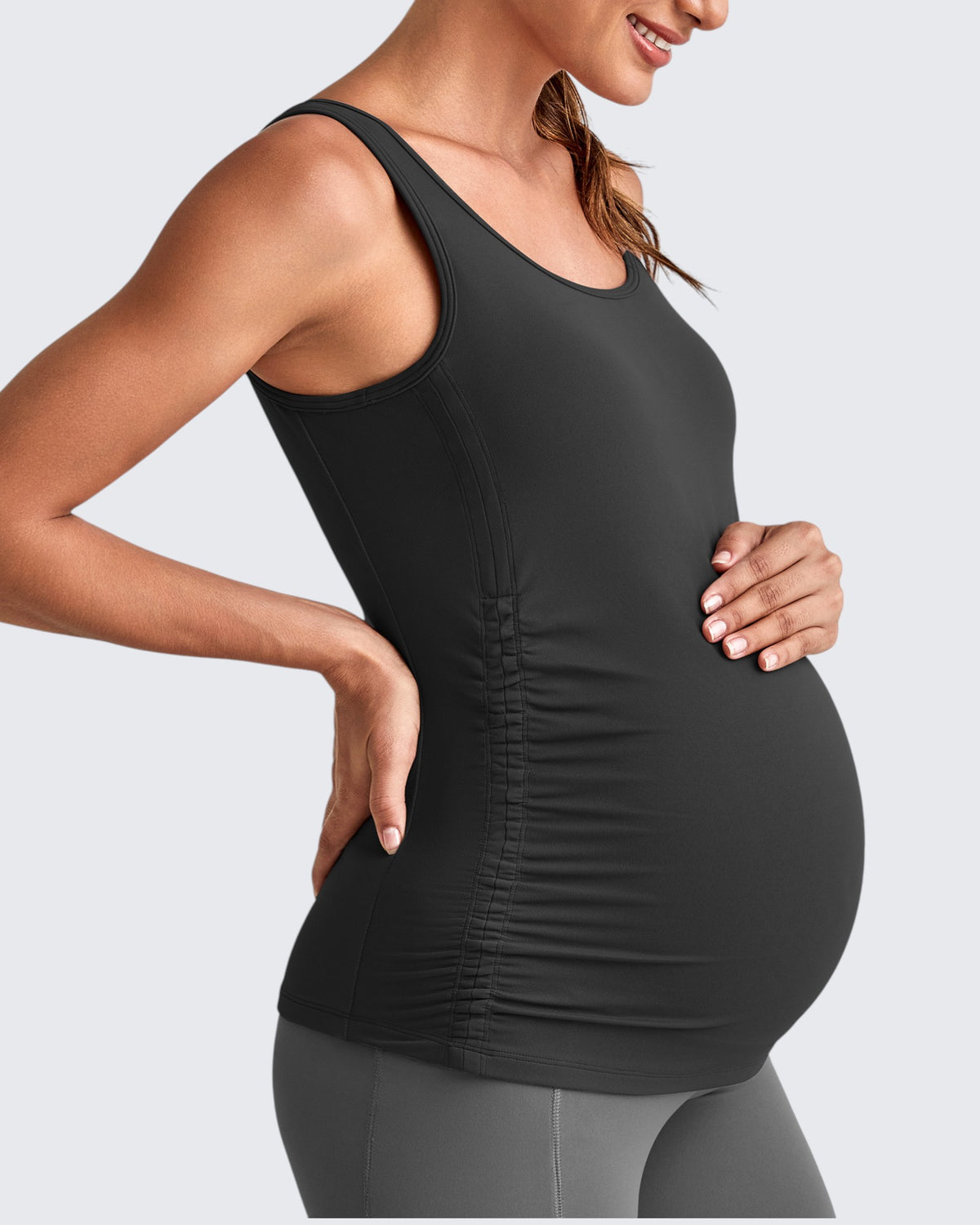 G4Free Activewear - BareFeel Ruched Workout Pregnancy Tank -GF25LY405FA-S-GF25LY405FB-M-GF25LY405FC-L-GF25LY405FD-XL-GF25LY405FF-XS