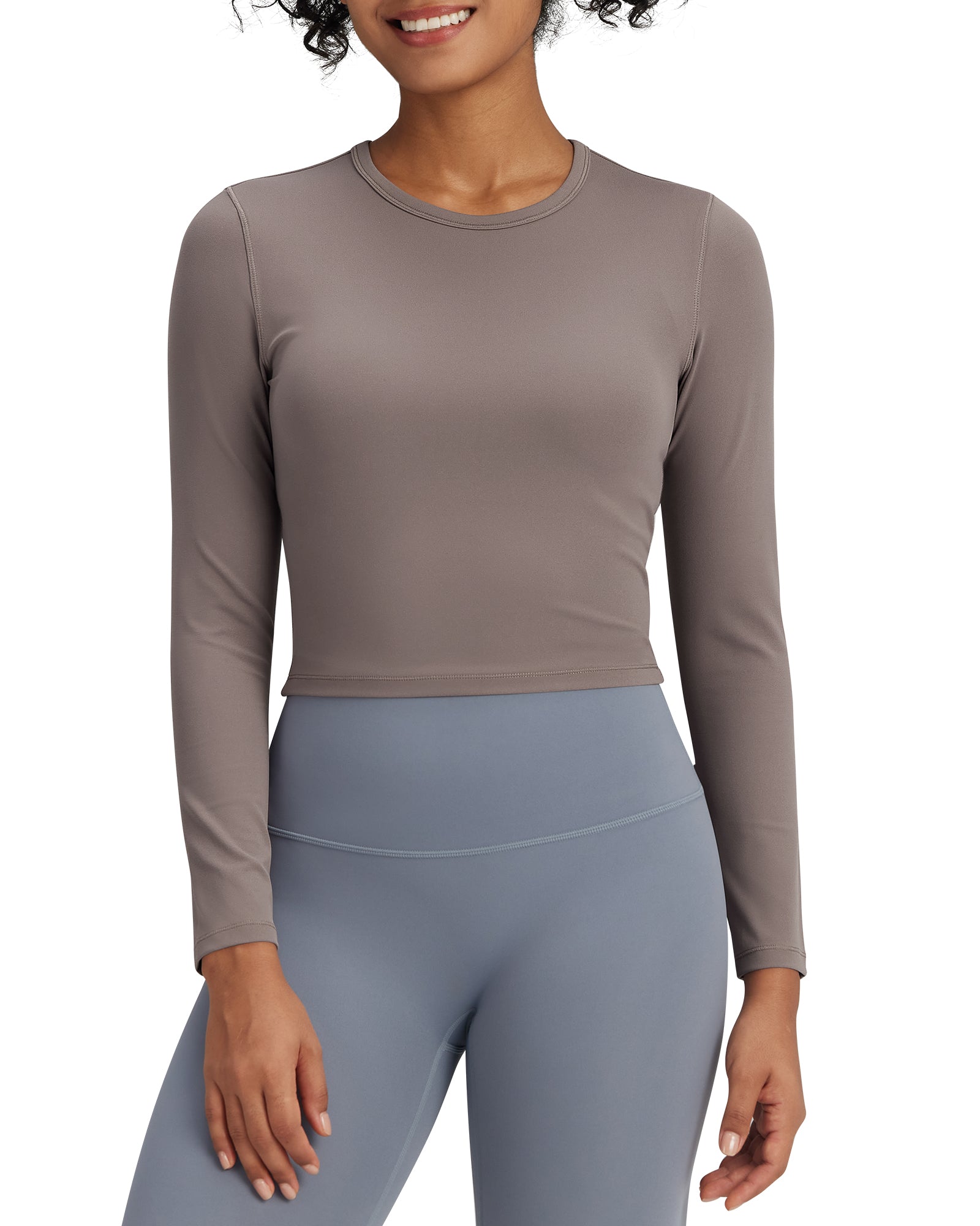 G4Free Activewear - BareFeel Slim High Crew Neck Cropped Long Sleeve -GF24B234EA-S-GF24B234EB-M-GF24B234EC-L-GF24B234ED-XL-GF24B234AA-S