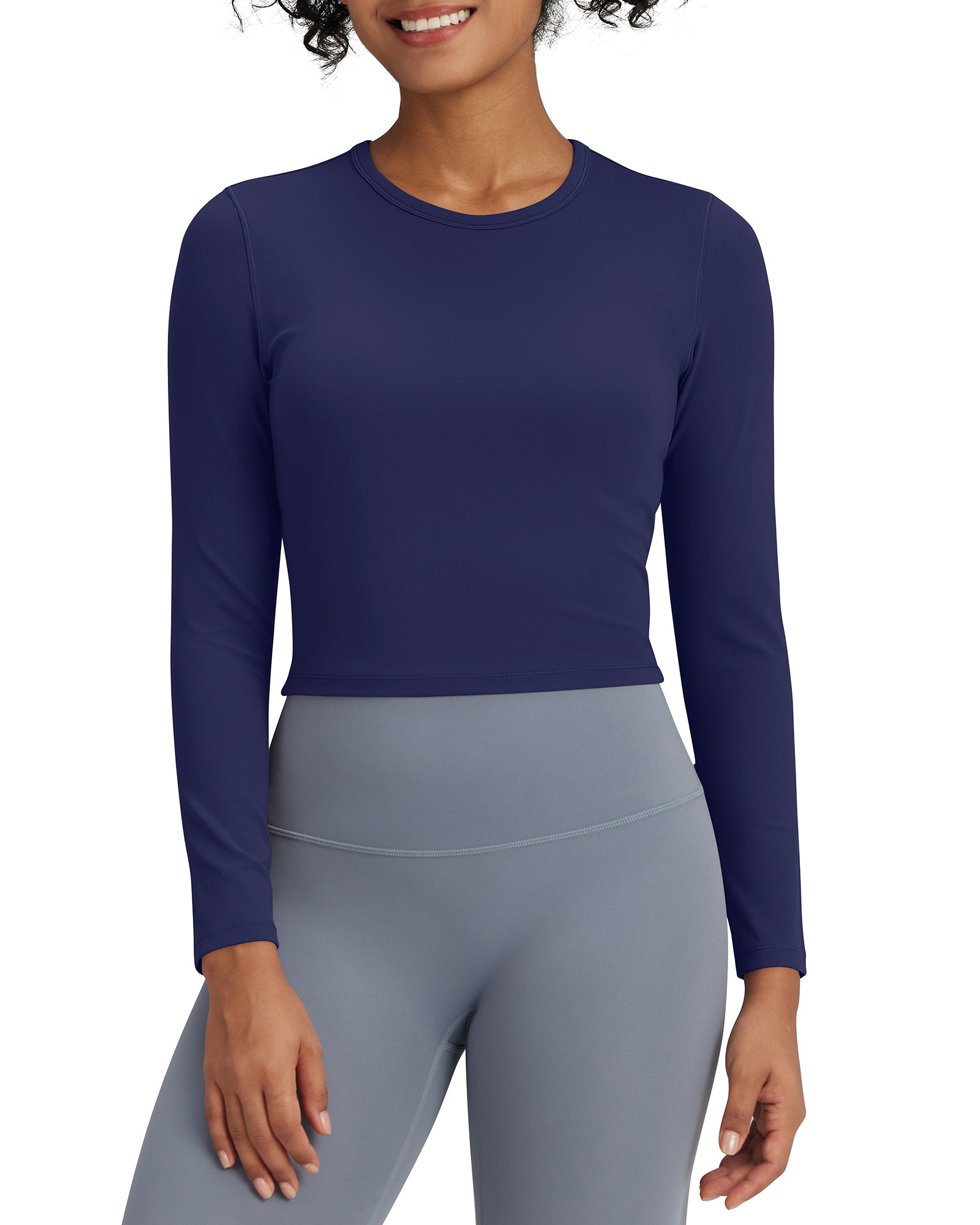 G4Free Activewear - BareFeel Slim High Crew Neck Cropped Long Sleeve -GF24B234EA-S-GF24B234EB-M-GF24B234EC-L-GF24B234ED-XL-GF24B234AA-S
