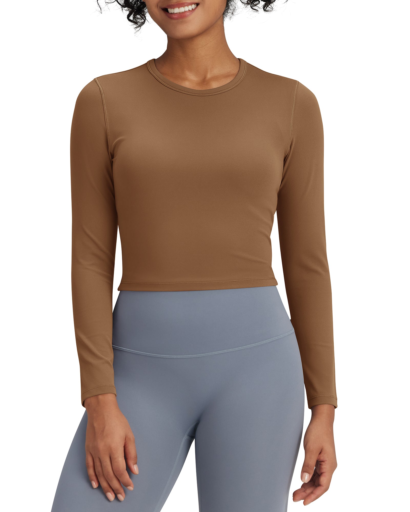 G4Free Activewear - BareFeel Slim High Crew Neck Cropped Long Sleeve -GF24B234EA-S-GF24B234EB-M-GF24B234EC-L-GF24B234ED-XL-GF24B234AA-S