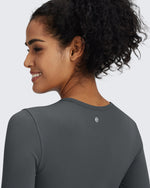 G4Free Activewear - BareFeel Slim High Crew Neck Cropped Long Sleeve -GF24B234EA-S-GF24B234EB-M-GF24B234EC-L-GF24B234ED-XL-GF24B234AA-S