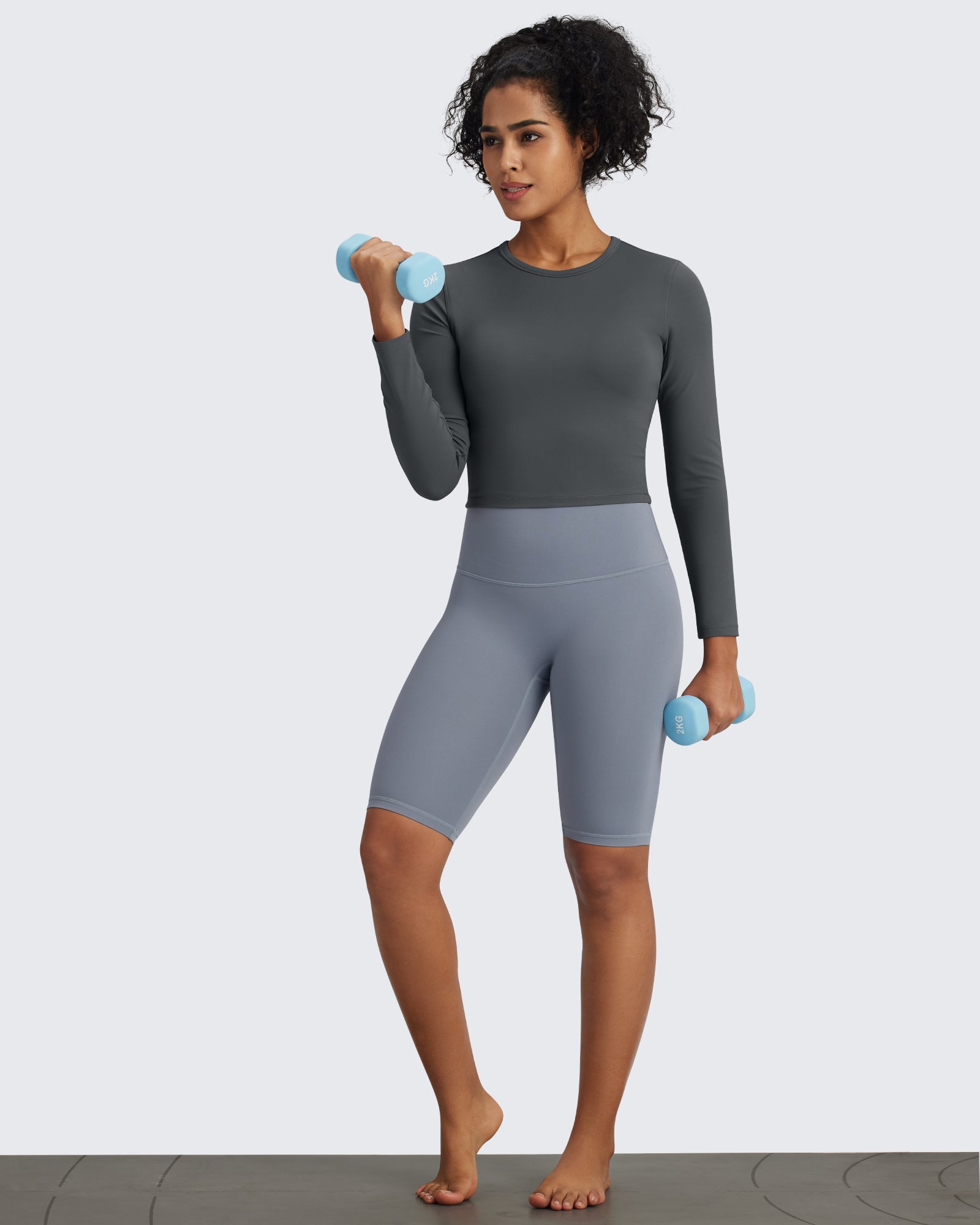 G4Free Activewear - BareFeel Slim High Crew Neck Cropped Long Sleeve -GF24B234EA-S-GF24B234EB-M-GF24B234EC-L-GF24B234ED-XL-GF24B234AA-S